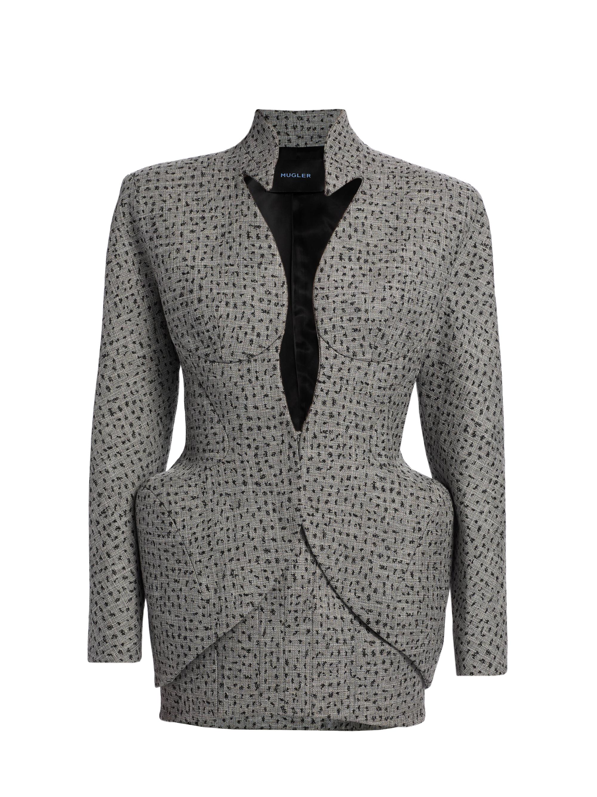 Mugler Plunge-Neck Hip-Pad Structured Blazer | Saks Fifth Avenue