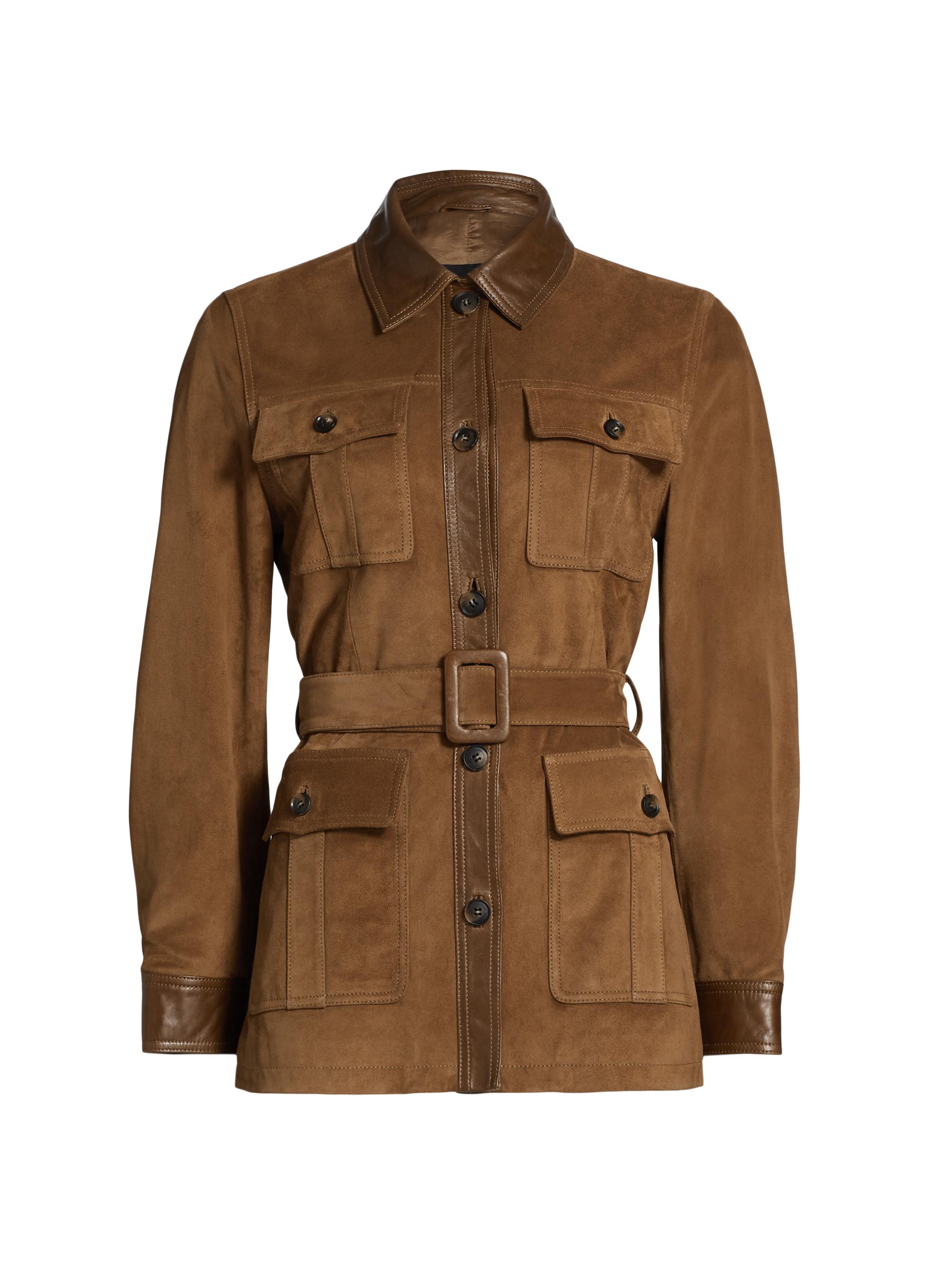 Nili Lotan Mila Belted Suede Cargo Jacket Saks Fifth Avenue