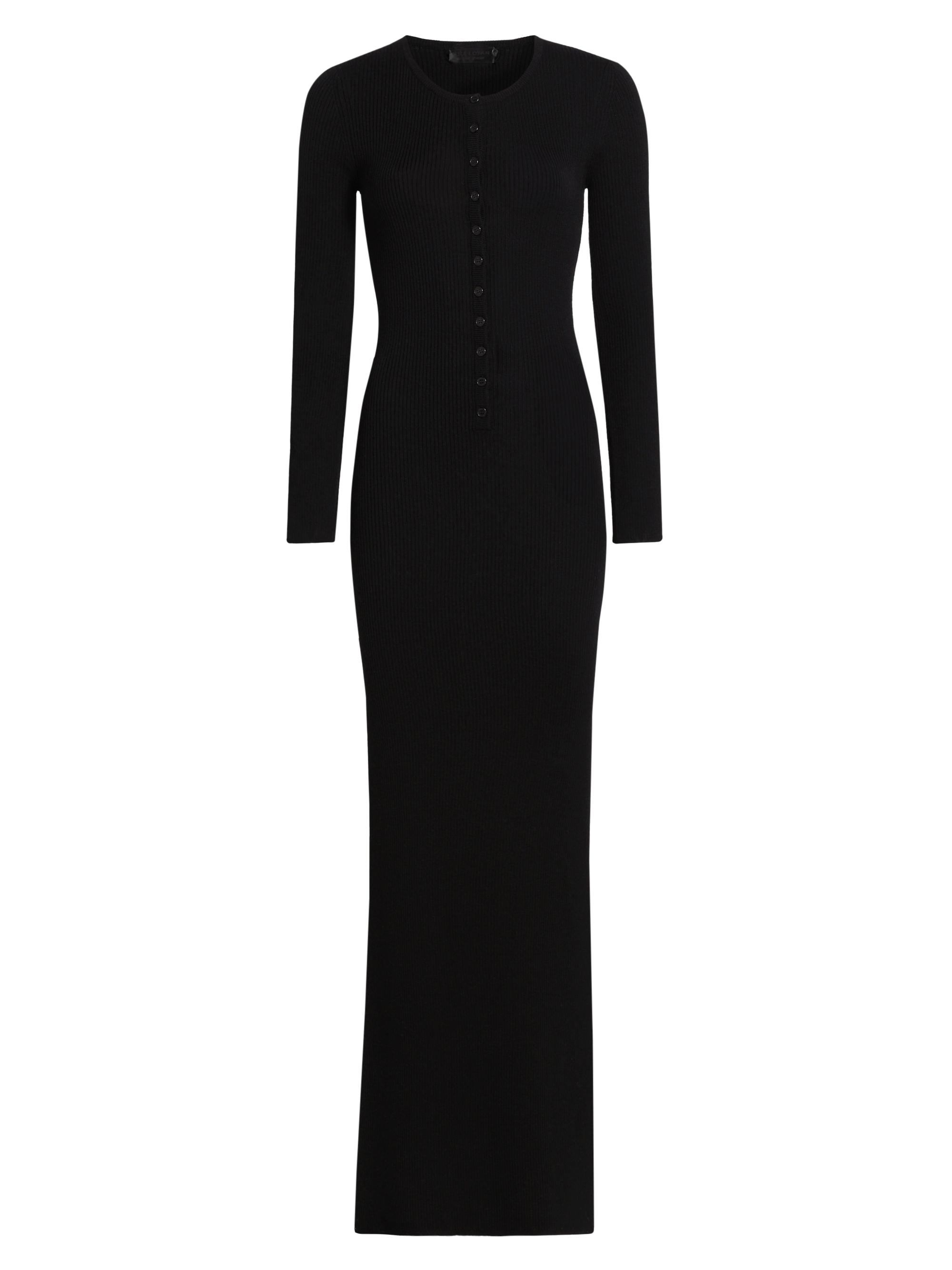 Nili Lotan Women's Roxy Wool Button-Front Sweaterdress - Black