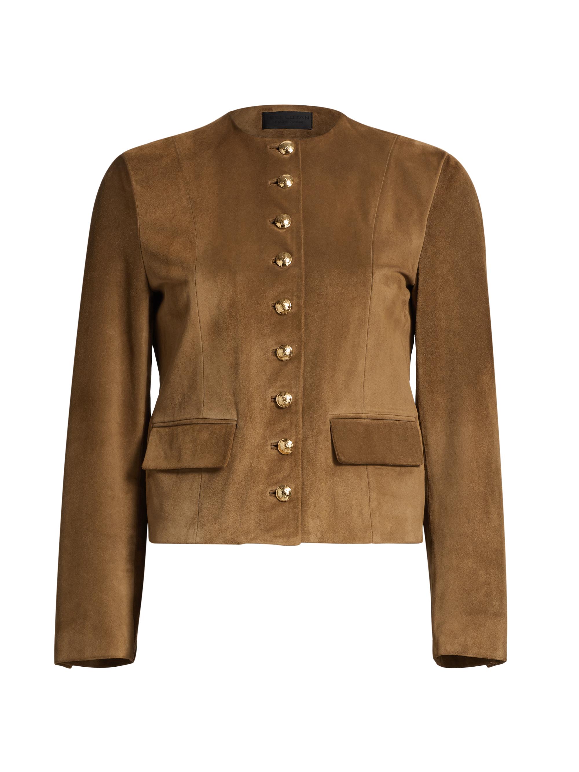 Nili Lotan Women's Nanon Suede Collarless Button-Front Jacket - Martora