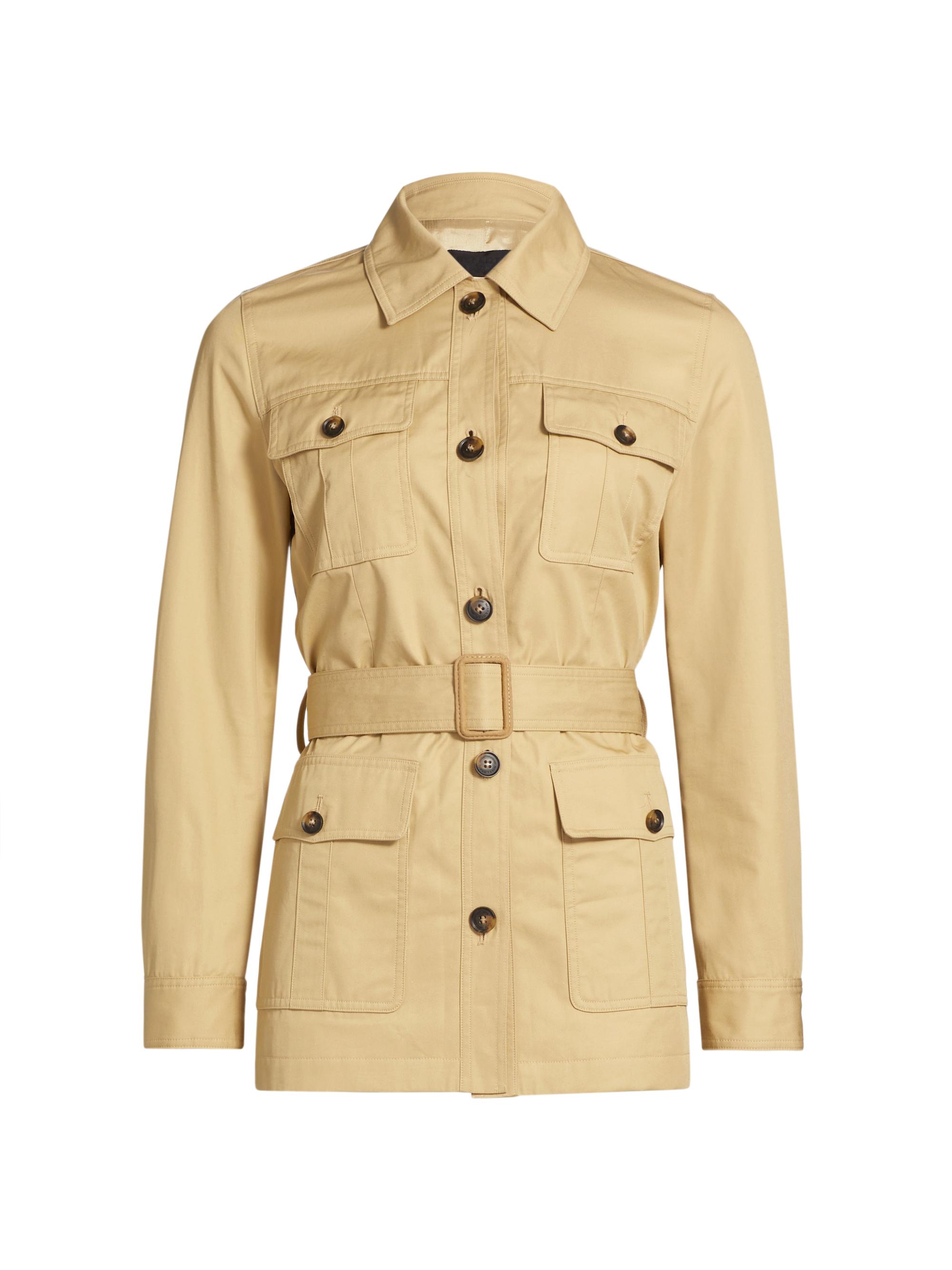 Nili Lotan Women's Mila Belted Cotton Cargo Jacket - Desert Khaki