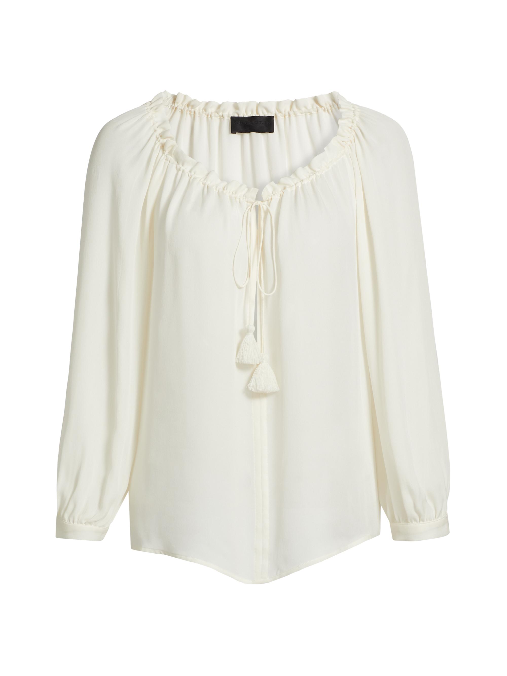 Nili Lotan Women's Carley S. Silk Tie-Front Keyhole Blouse -