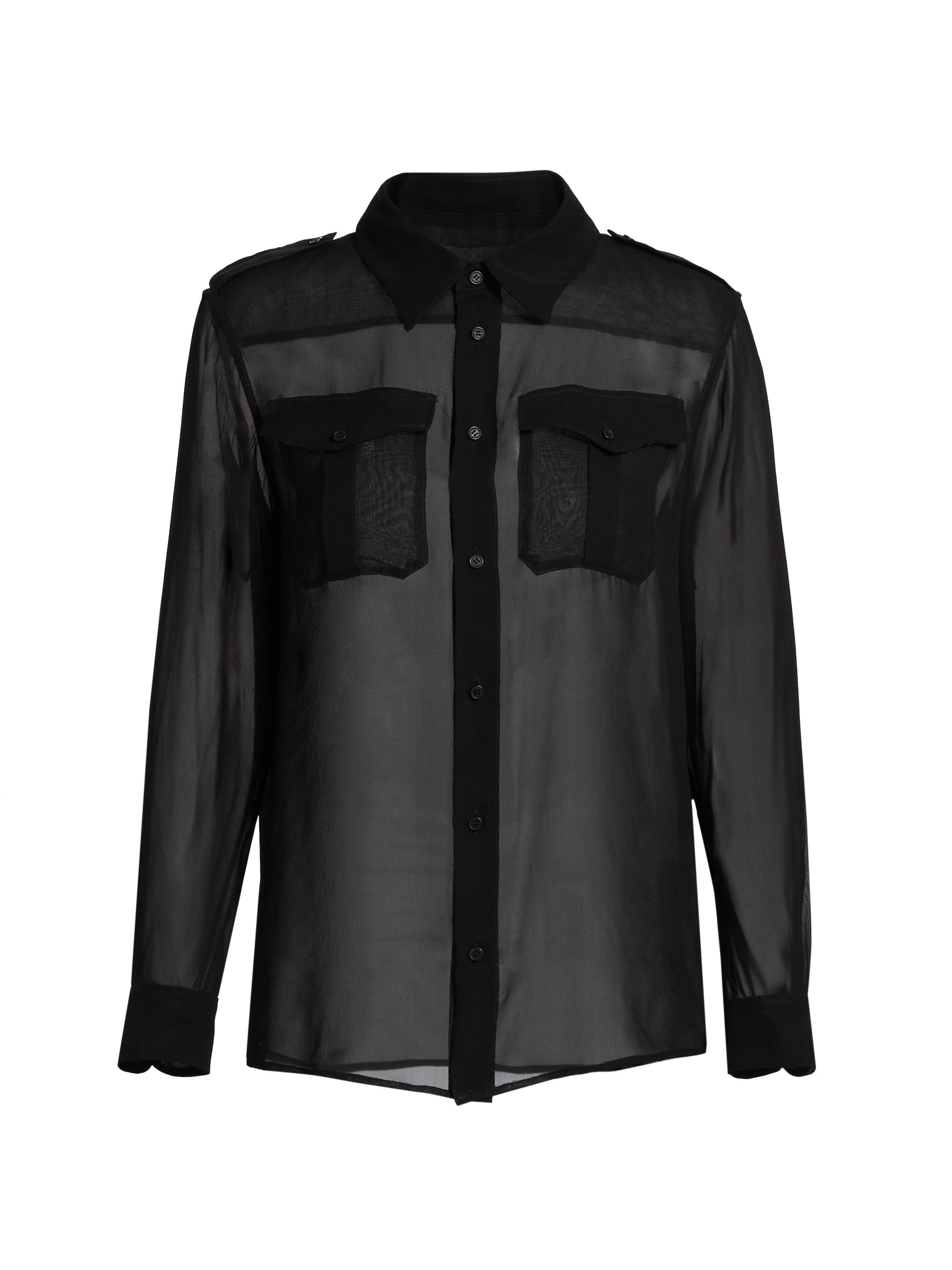 Nili Lotan Women's Betty C. Sheer Silk Button-Front Shirt - Black