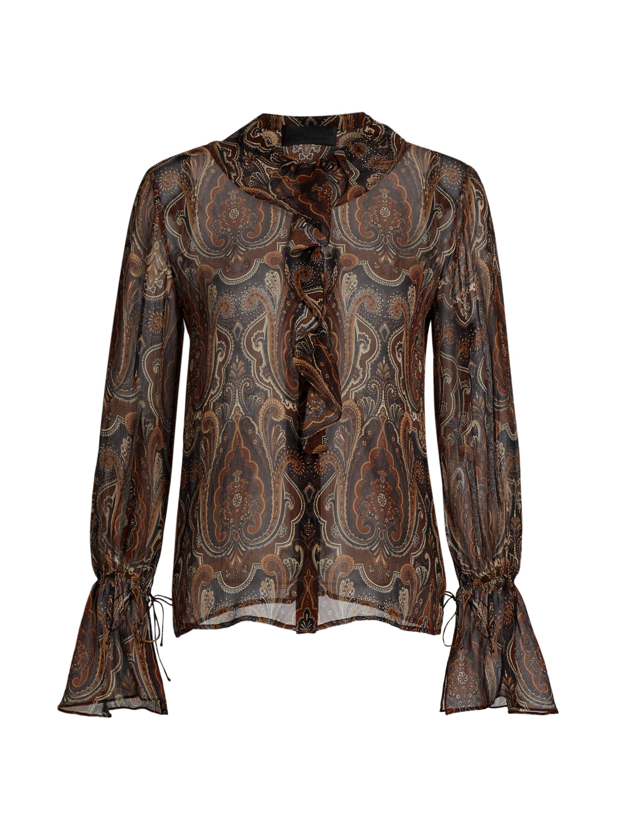 Nili Lotan Women's Cecily Paisley Ruffle-Trim Button-Front Shirt - Medallion Paisley