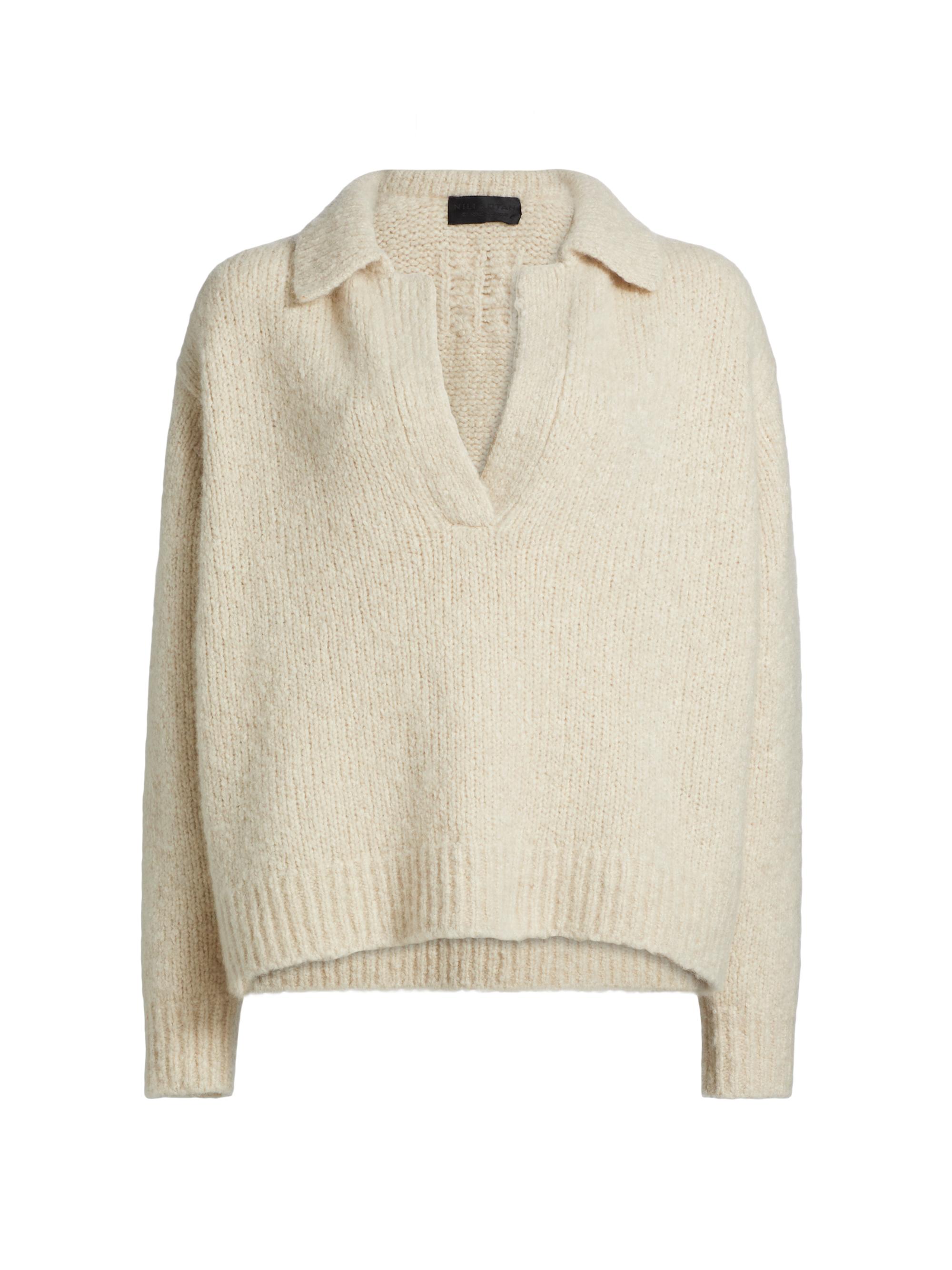 Nili Lotan Women's Callen Cashmere Spilt Collar Sweater - Beige Melange