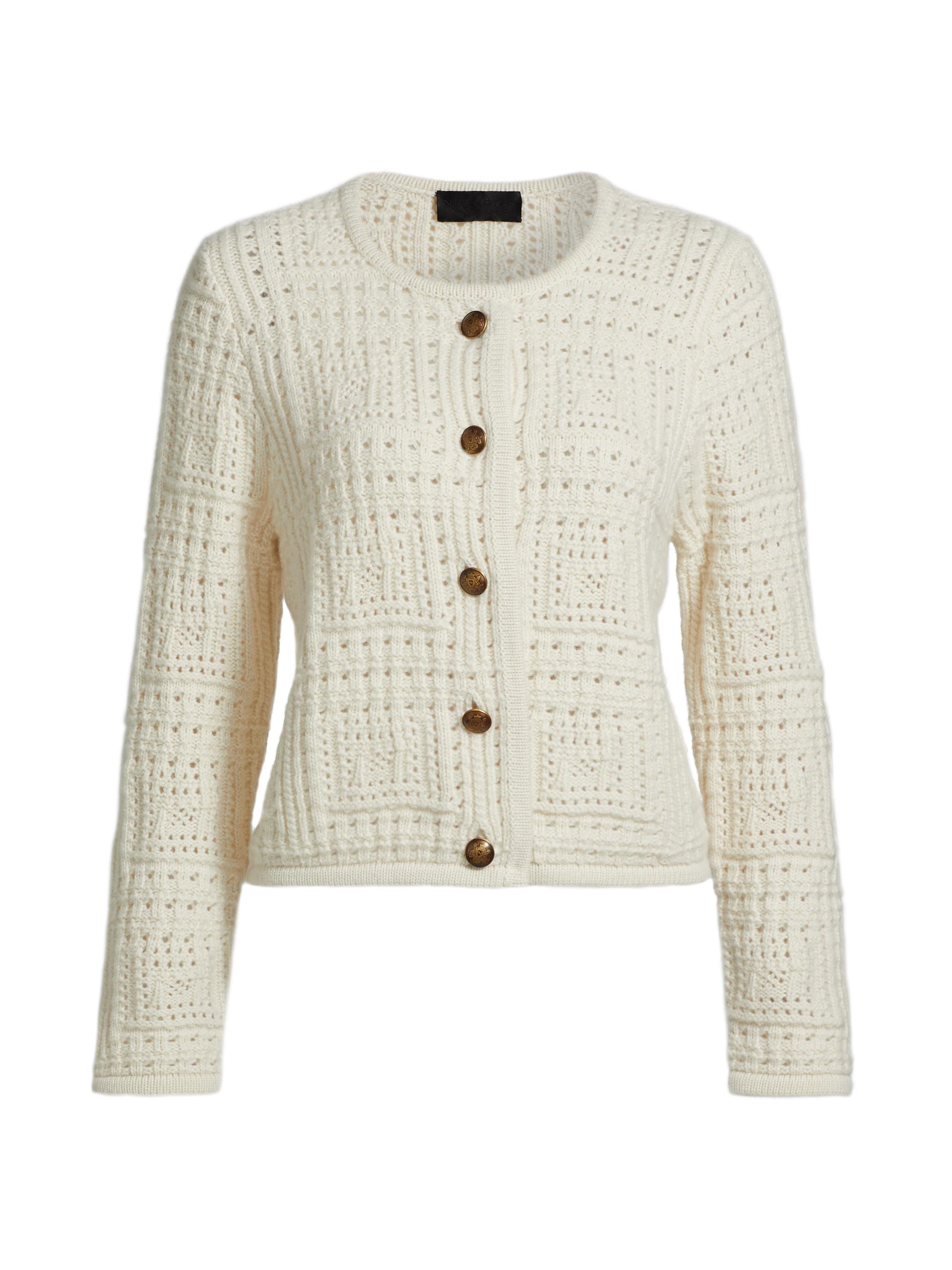 Nili Lotan Women's Harry Cashmere Pointelle Button-Front Sweater Jacket -