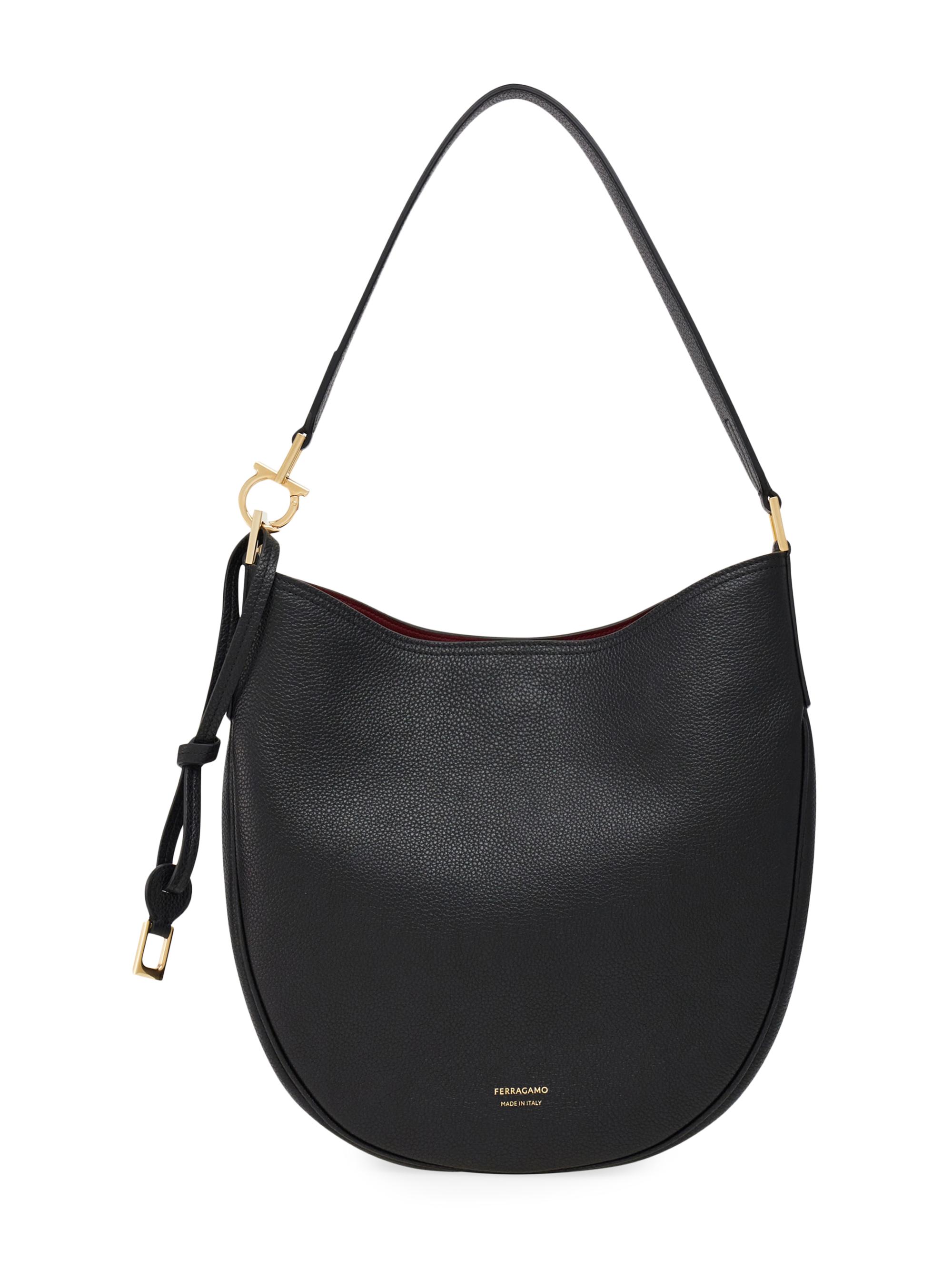 FERRAGAMO Women's North-South Leather Hobo Bag - Nero Borgogna