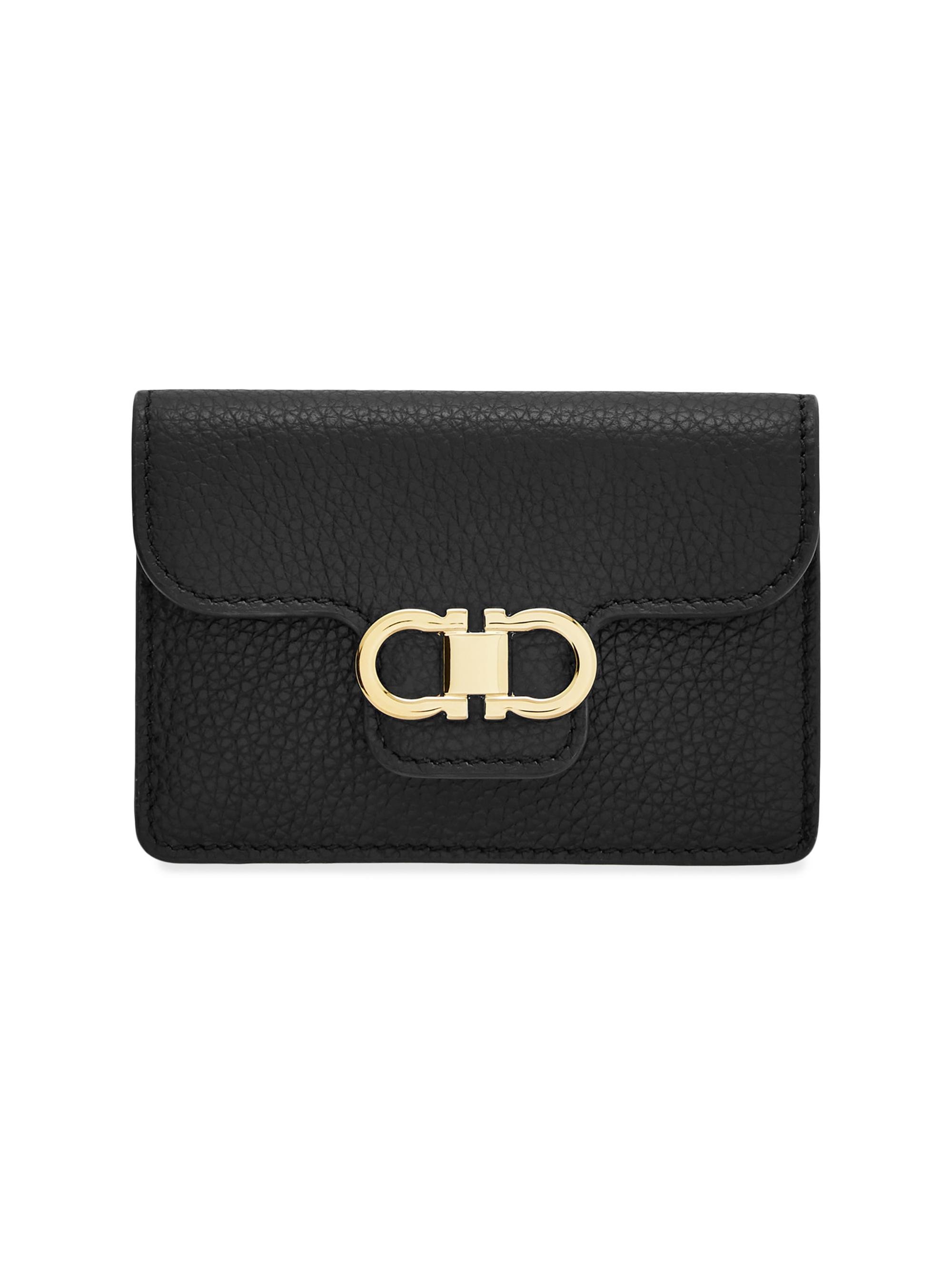 FERRAGAMO Women's Gancini Wallet - Nero Flame Red