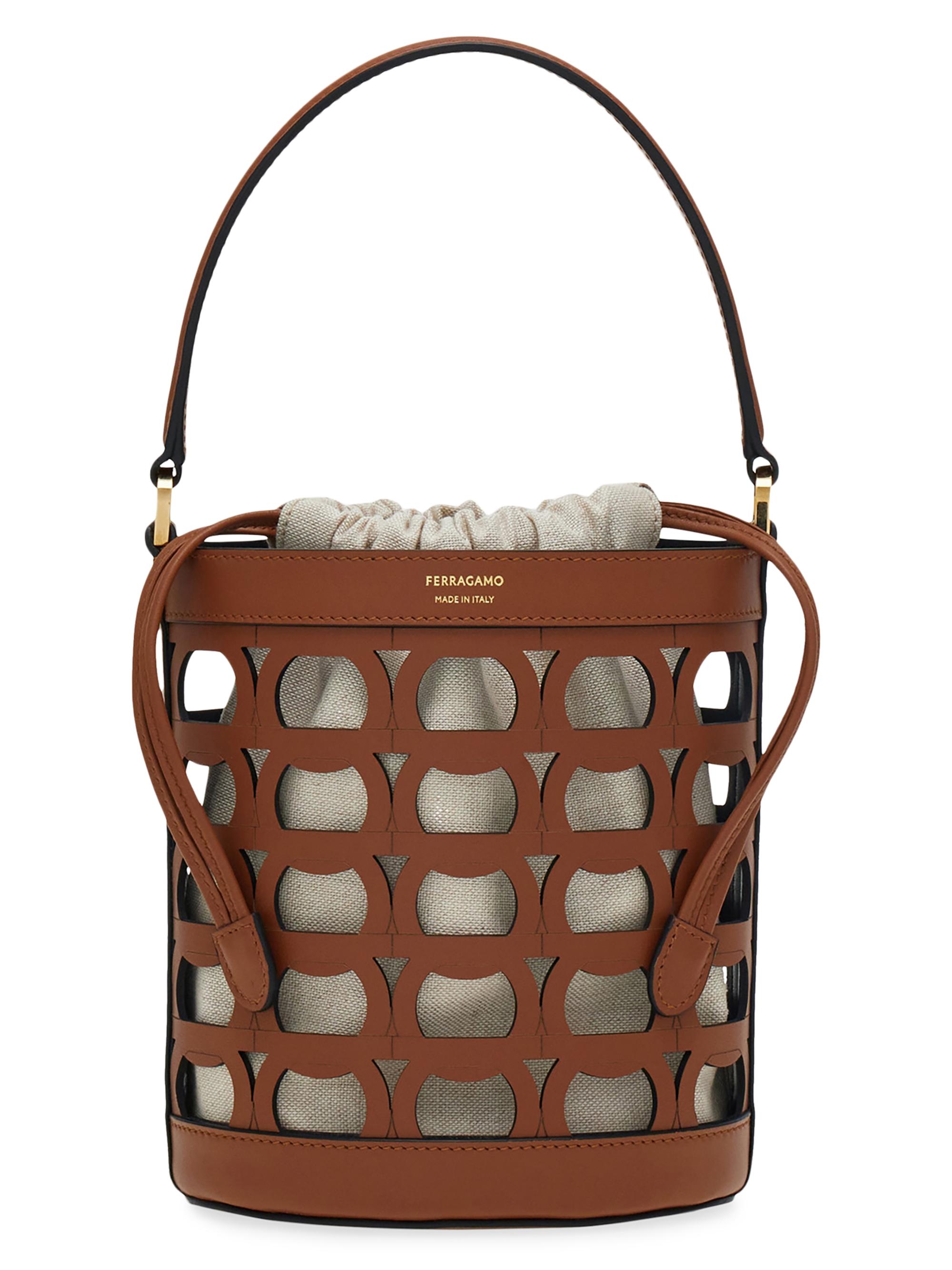 バッグ Ferragamo Gancini Leather Bag 0400022445796_NEWCOGNACNERONAT