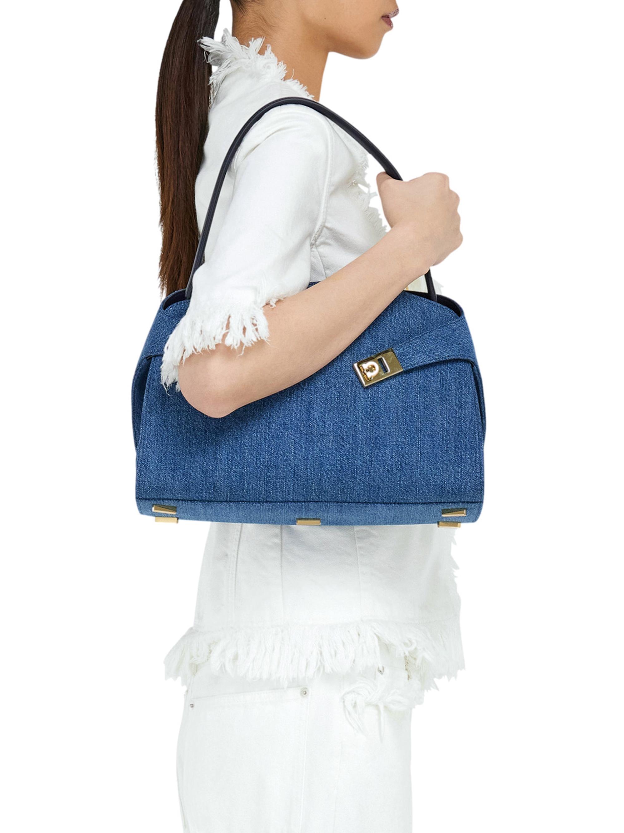 FERRAGAMO Women's Hug Denim Shoulder Bag - Denim Prova Midnight