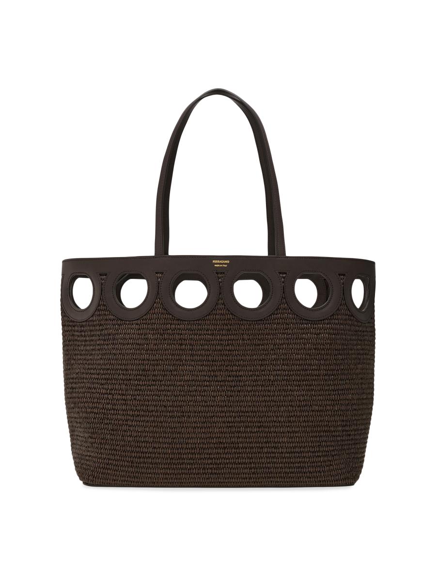 トートバッグ Salvatore Ferragamo Raffia Shopping Bag FERRAGAMO Raffia & Leather Tote Bag | Saks Fifth Avenue