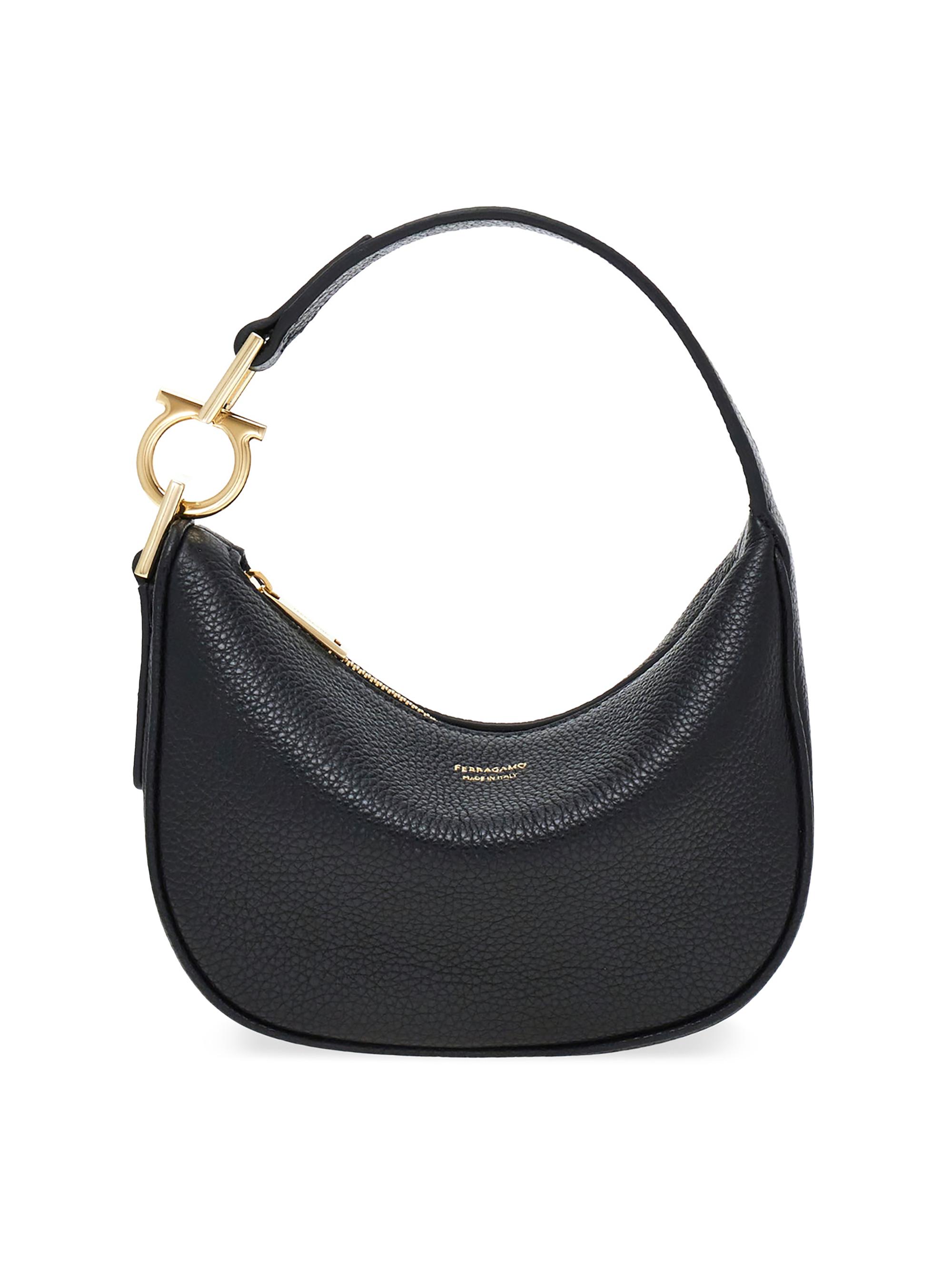 FERRAGAMO Women's Gancini Leather Top Handle Bag - Nero