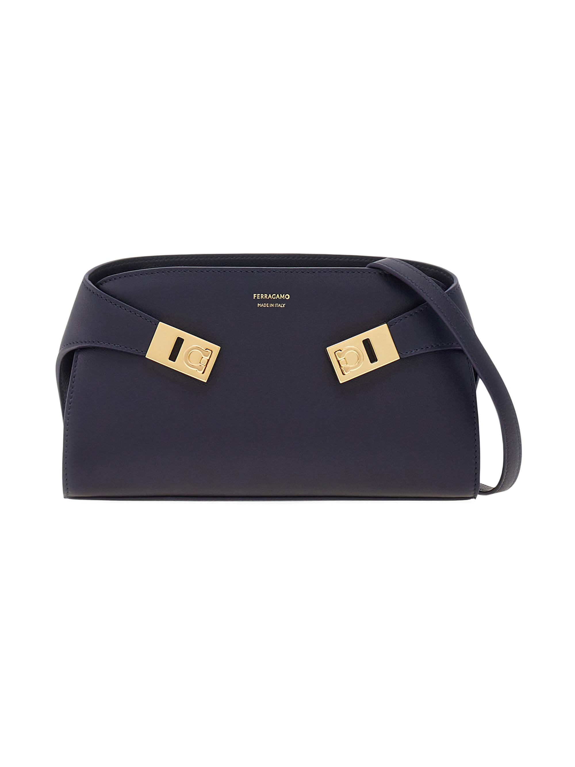 FERRAGAMO Women's Gancini Leather Shoulder Bag - Navy