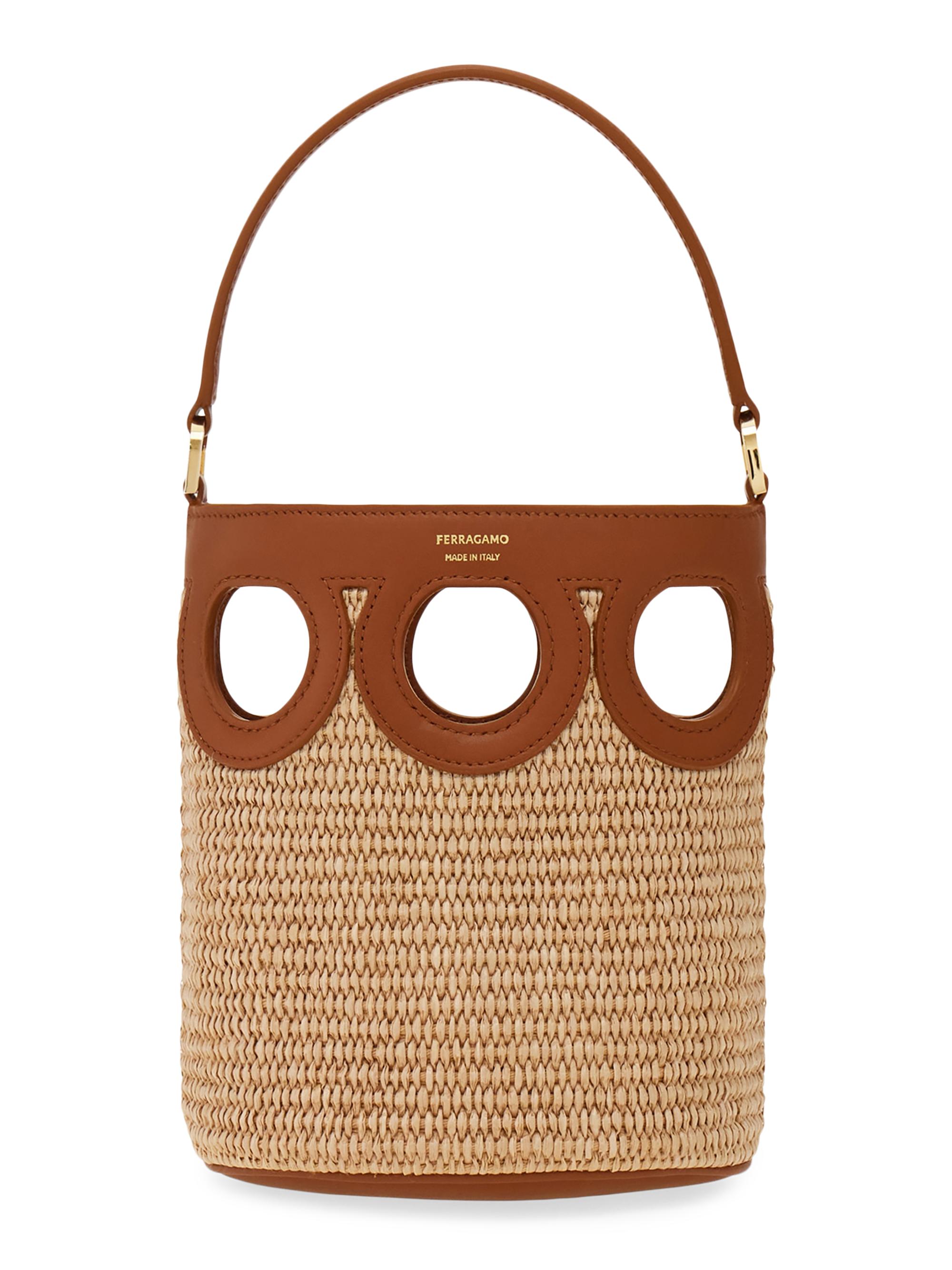 FERRAGAMO Women's Mini Raffia Bucket Bag - Naturale Resort