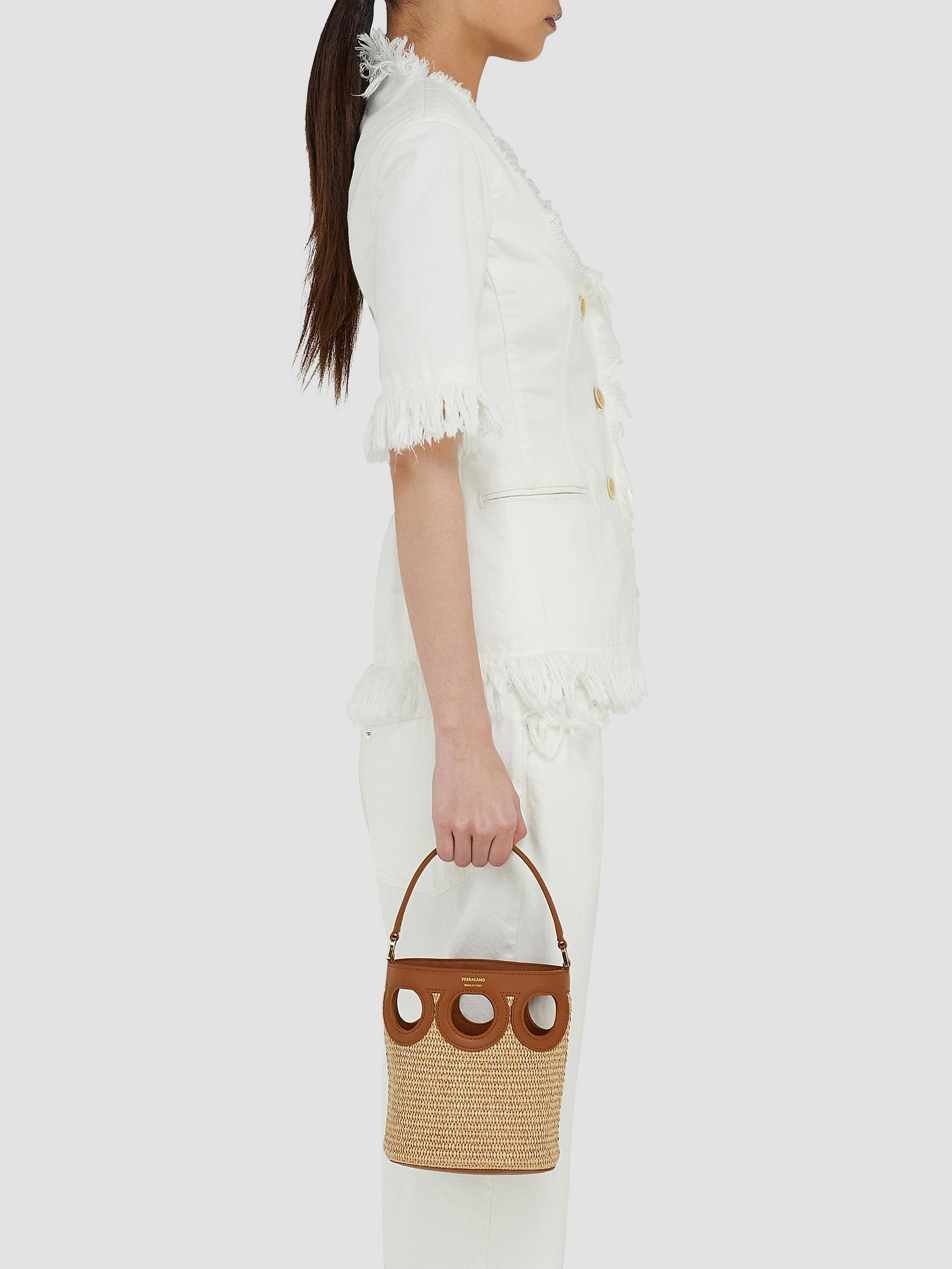 FERRAGAMO Mini Raffia Bucket Bag | Saks Fifth Avenue