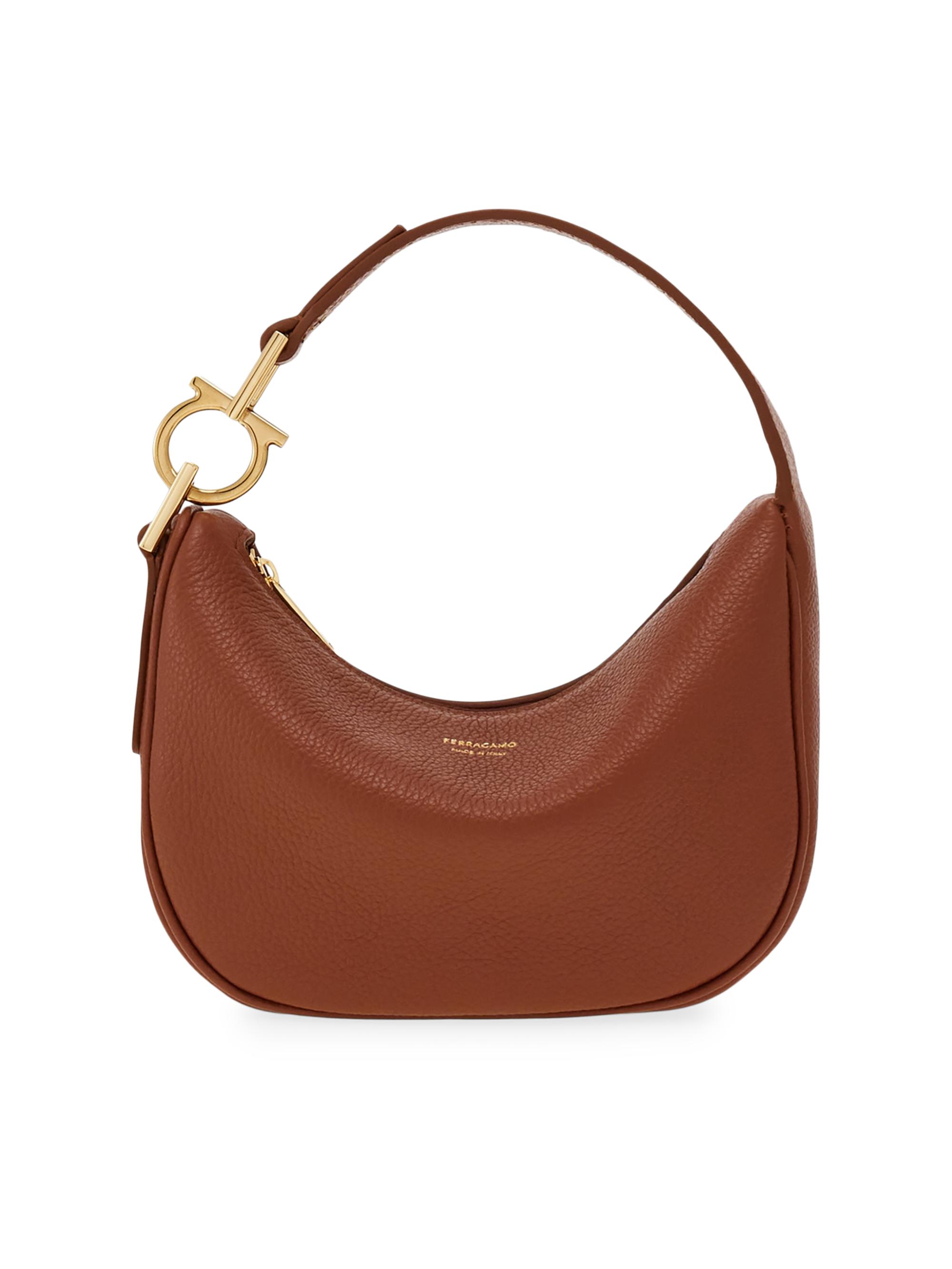 FERRAGAMO Women's Mini Gancini Leather Top Handle Bag - New Cognac