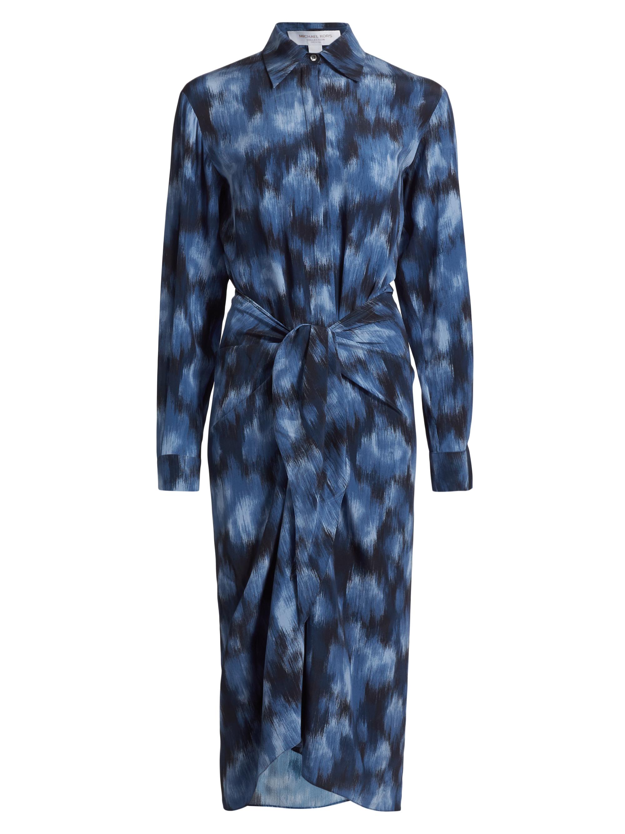 Michael Kors Collection Women's Abstract Floral Silk Sarong Tie Midi-Shirtdress - Riviera Black