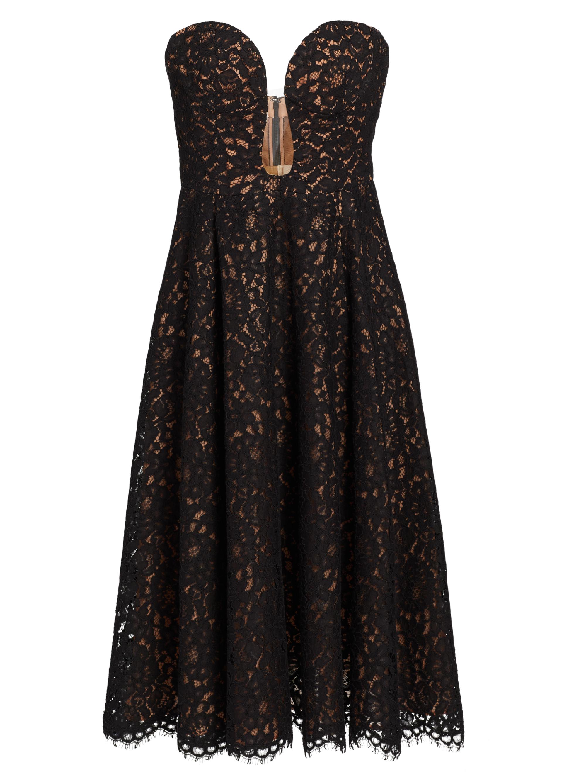 Michael Kors Collection Women's Floral Lace Plunge Bustier Cocktail Dress - Black