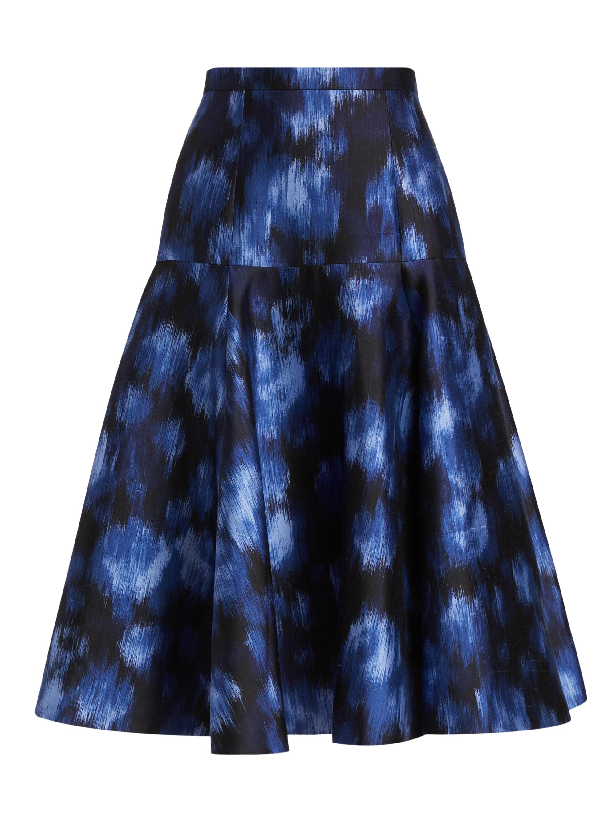Michael Kors Collection Women's Abstract Floral Silk-Wool Drop-Waist Midi-Skirt - Riviera Black