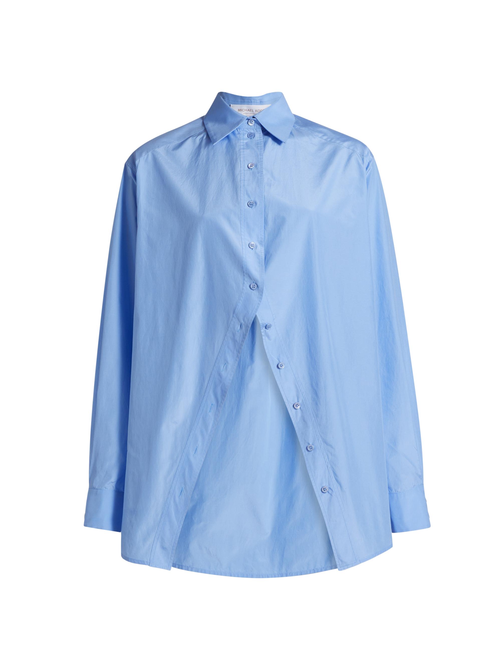 Michael Kors Collection Women's Silk-Cotton Button-Front Shirt - Ice