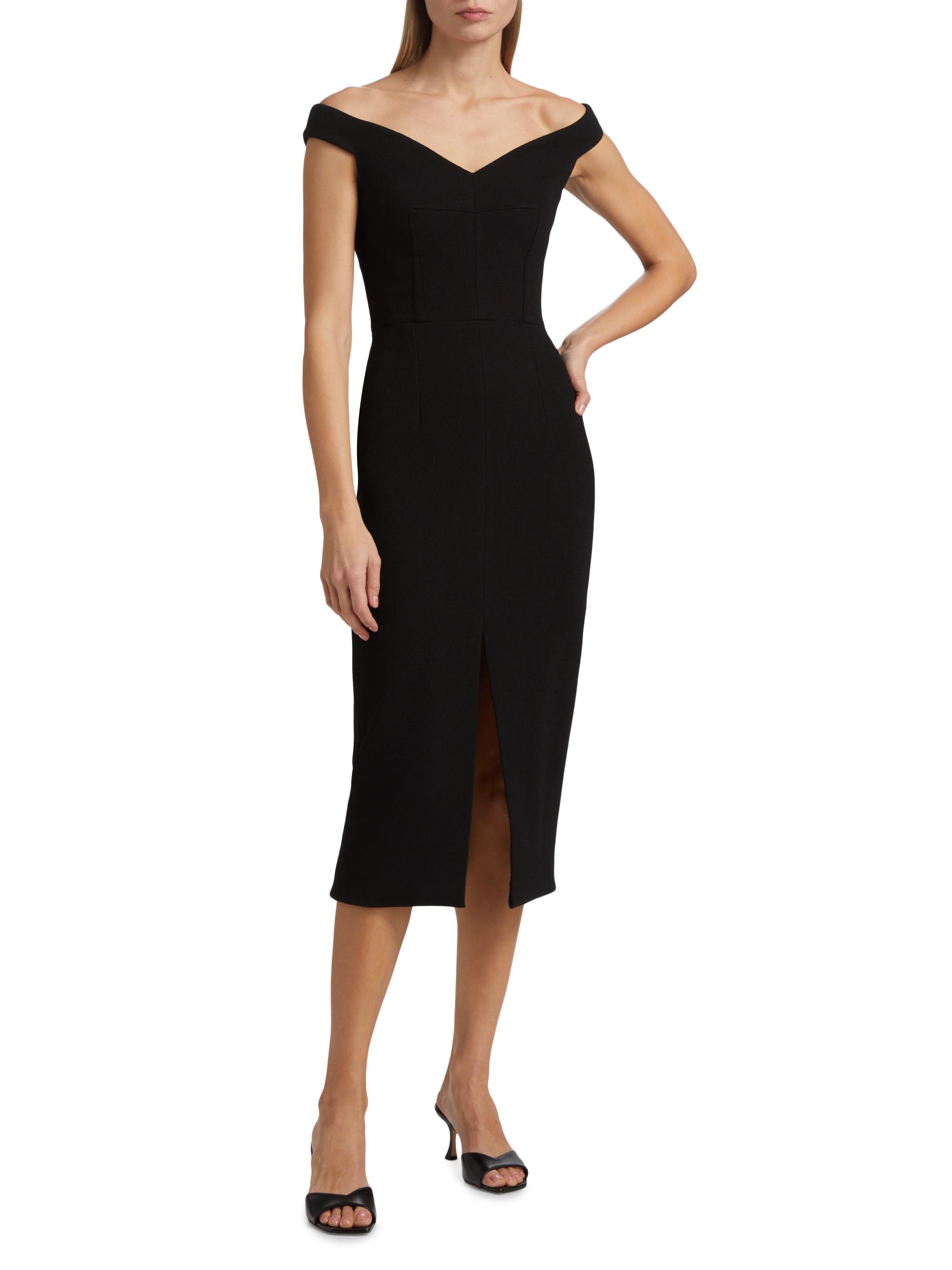 Michael Kors Collection Stretch Bouclé Crepe Off-Shoulder Midi