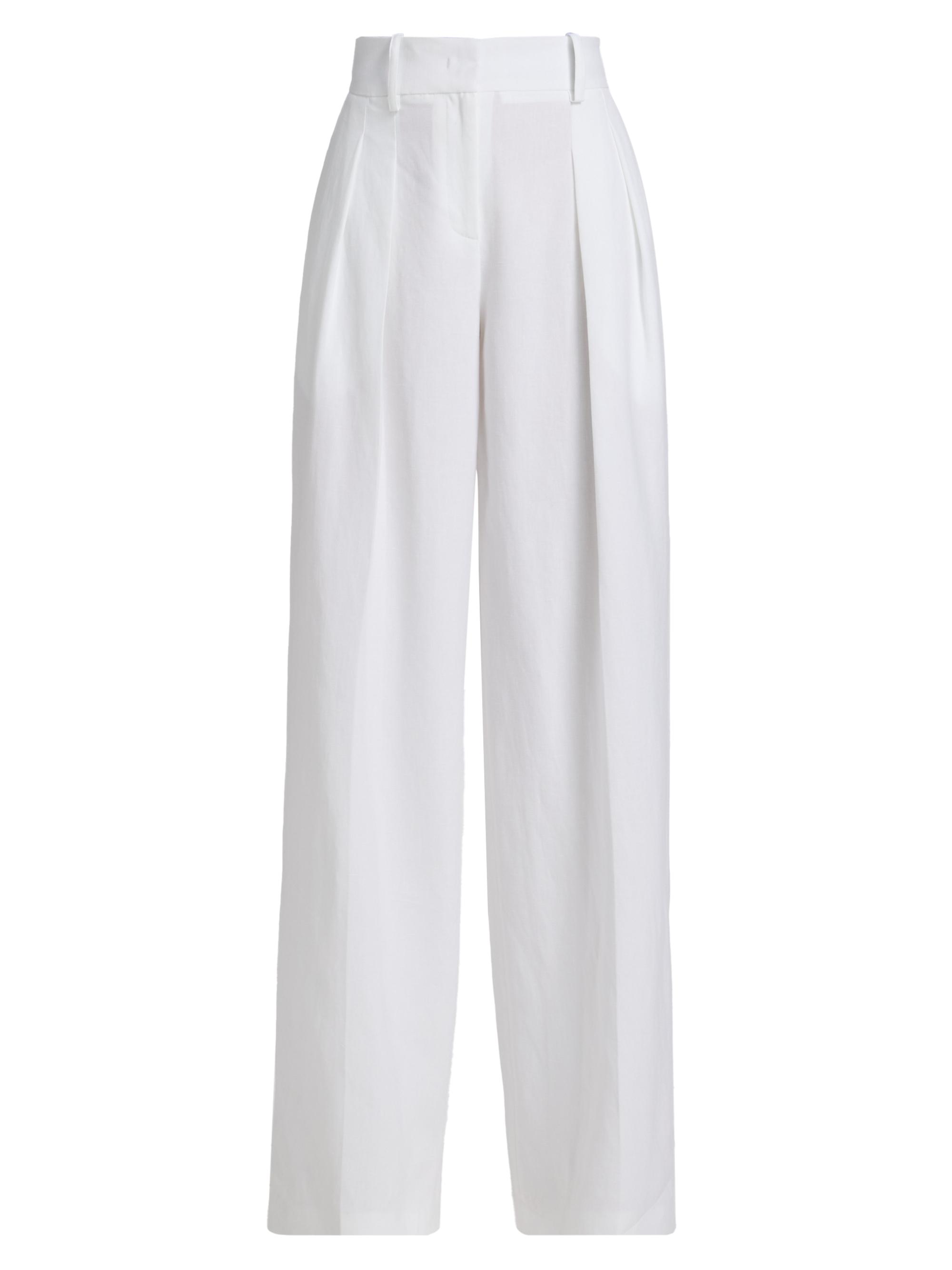 Michael Kors Collection Women's Pleated Linen Trousers - Optic White
