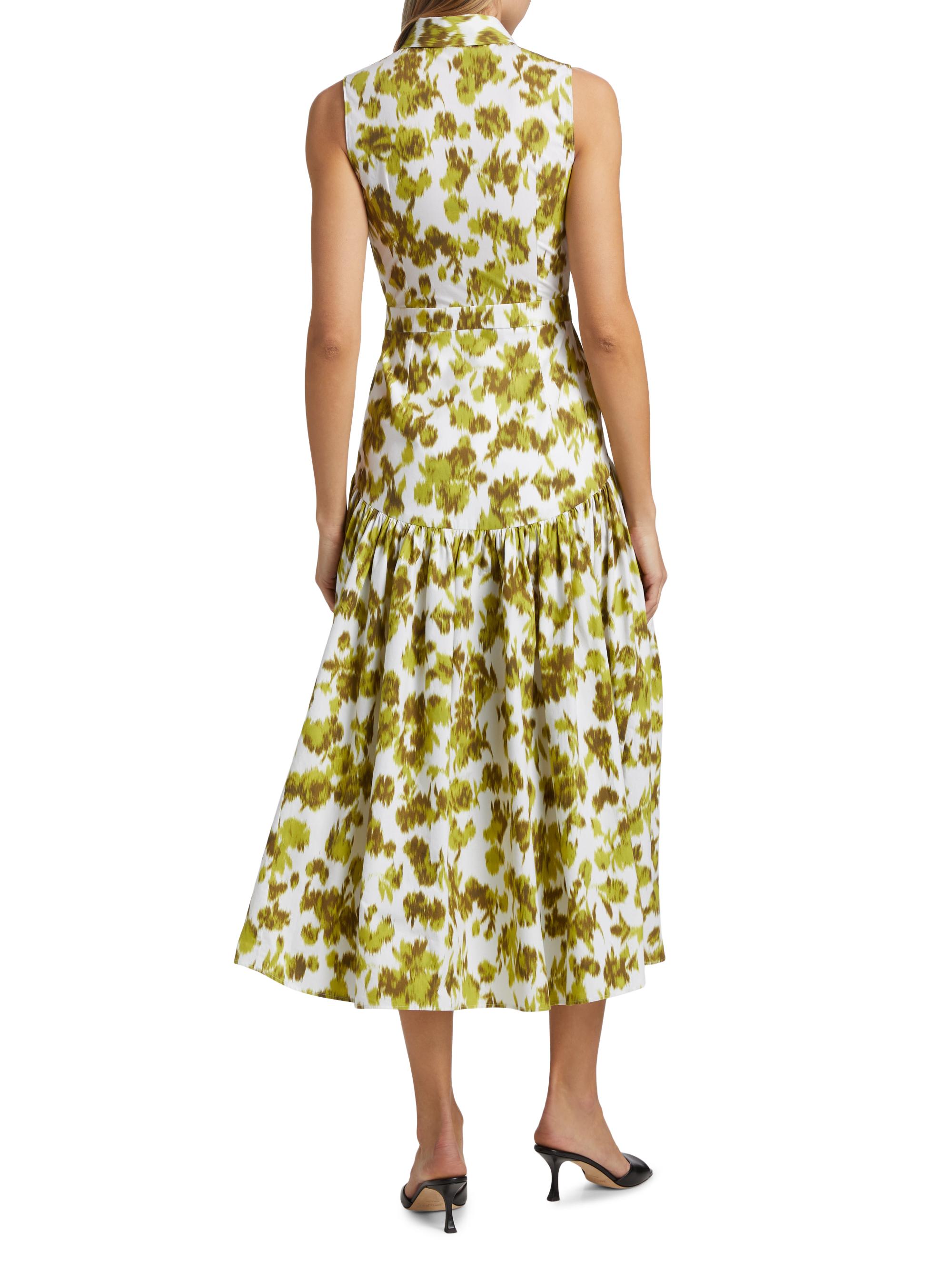 Michael Kors Collection Abstract Floral Cotton Drop-Waist