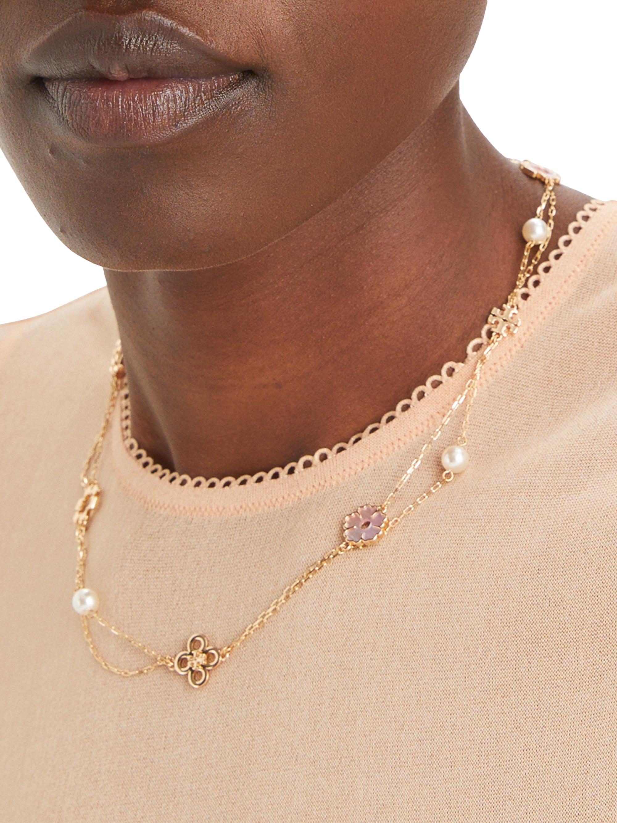 Tory Burch Kira 18K-Gold-Plated & Imitation Pearl Layered Chain
