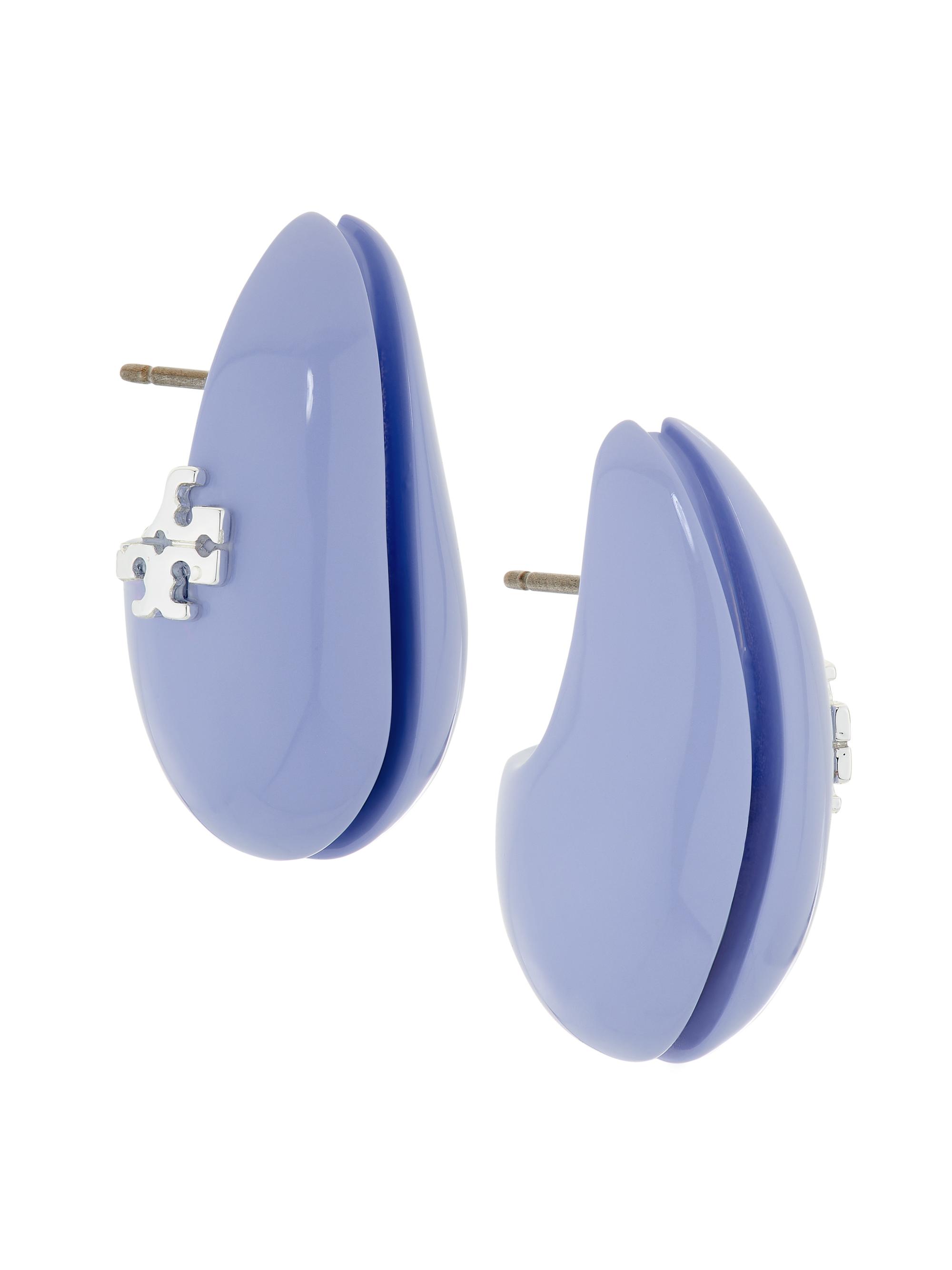Tory Burch Women's Wave Silvertone & Resin  Drop Earrings - Light Blue