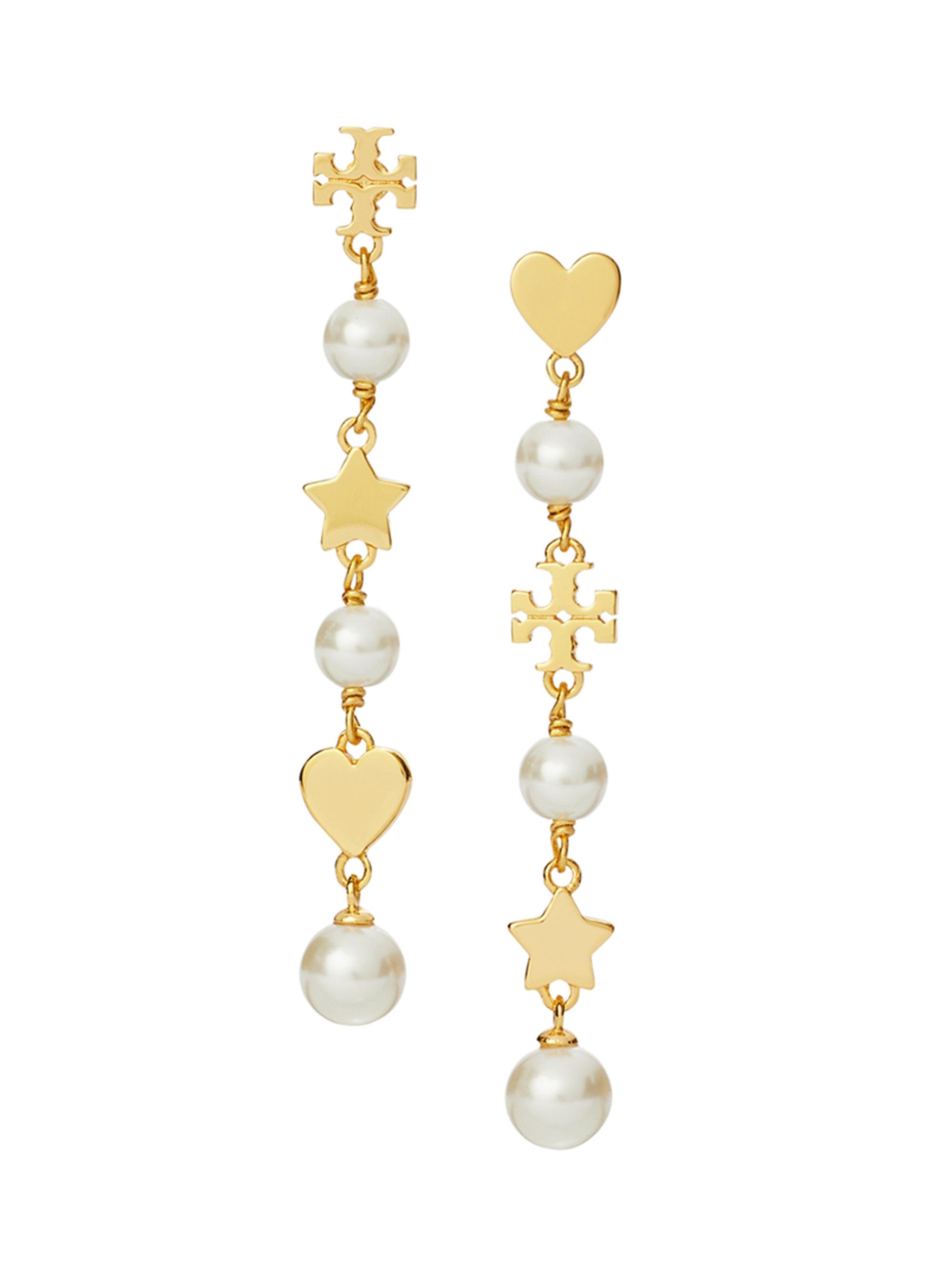 Tory Burch Women's Kira 18K-Gold-Plated & Imitation Pearl Mismatched Drop Earrings - Tory Gold Pearl