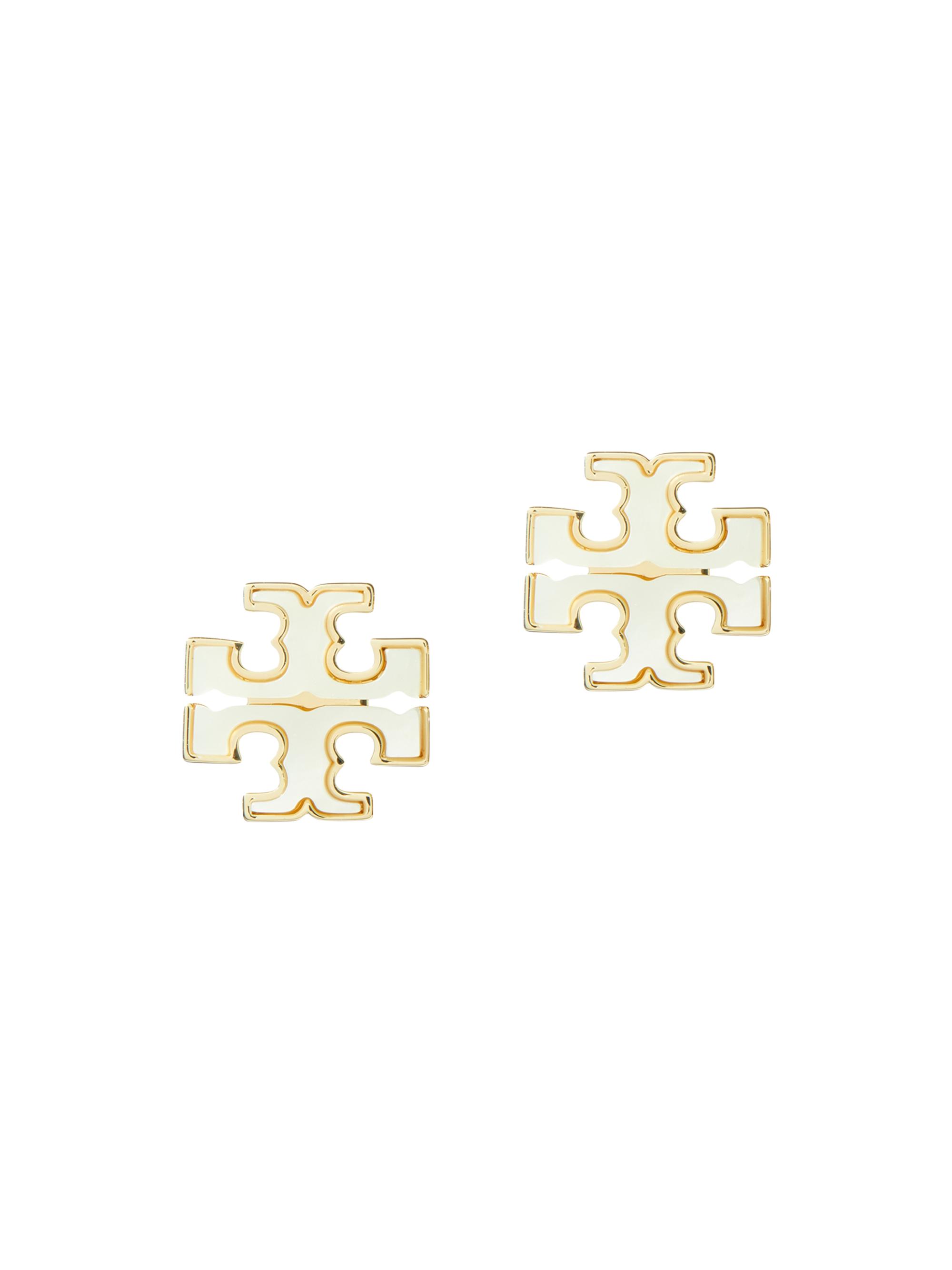 Tory Burch Women's Kira 18K-Gold-Plated & Mother-Of-Pearl Logo Stud Earrings - Tory Gold Mother Of Pearl