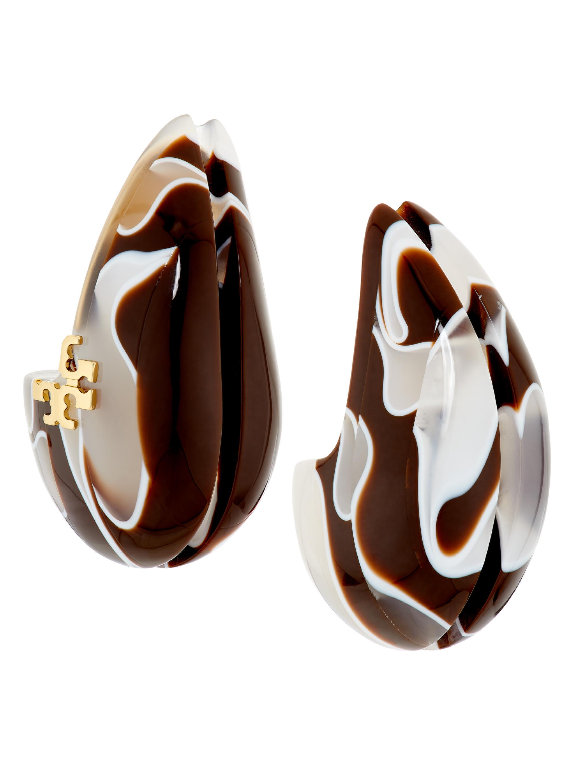 Tory Burch Wave 18K-Gold-Plated & Resin Clip-On Drop  display picture 3