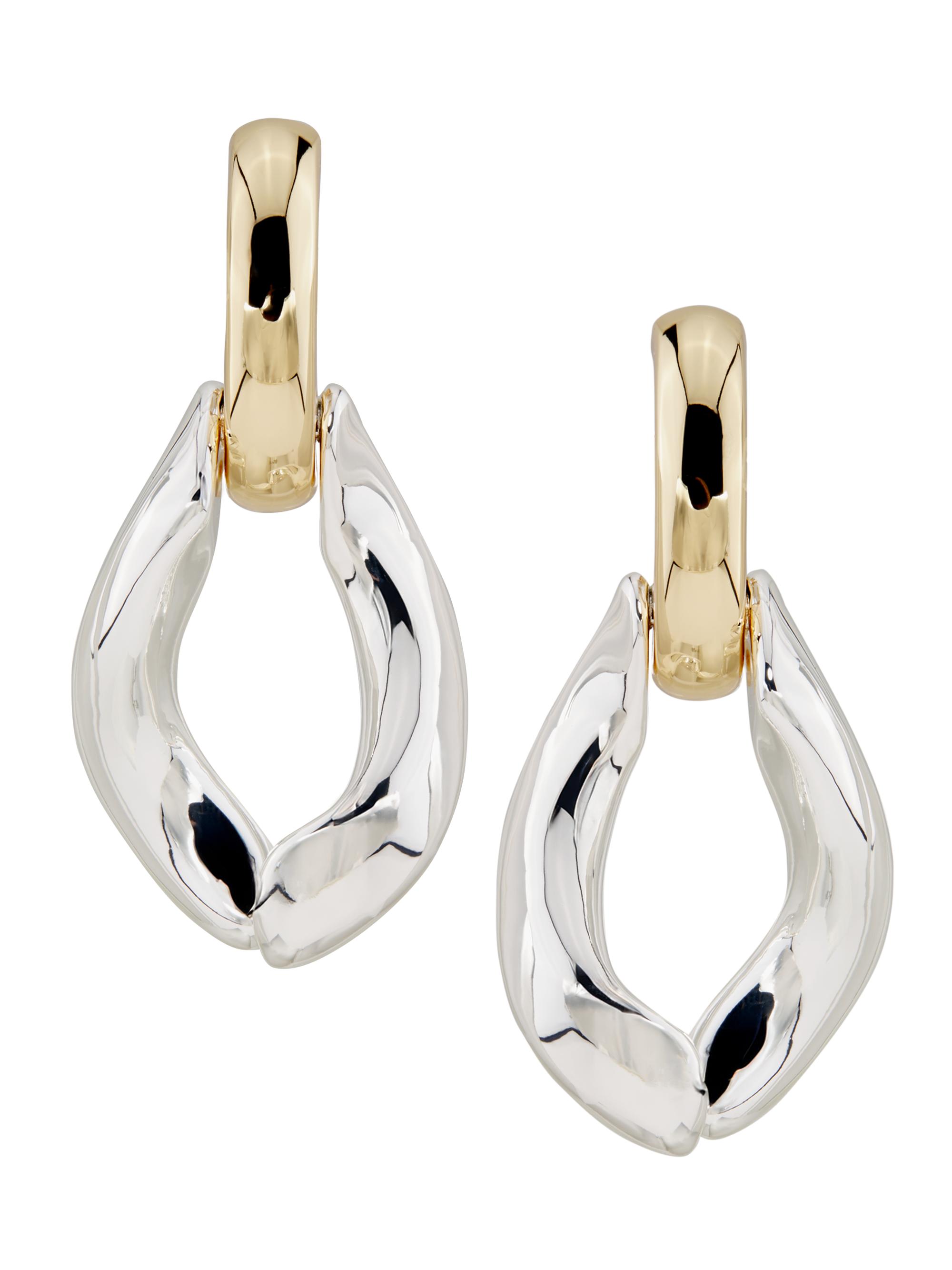 Tory Burch Women's Two-Tone Wishbone Drop Earrings - Light Brass Light Silver