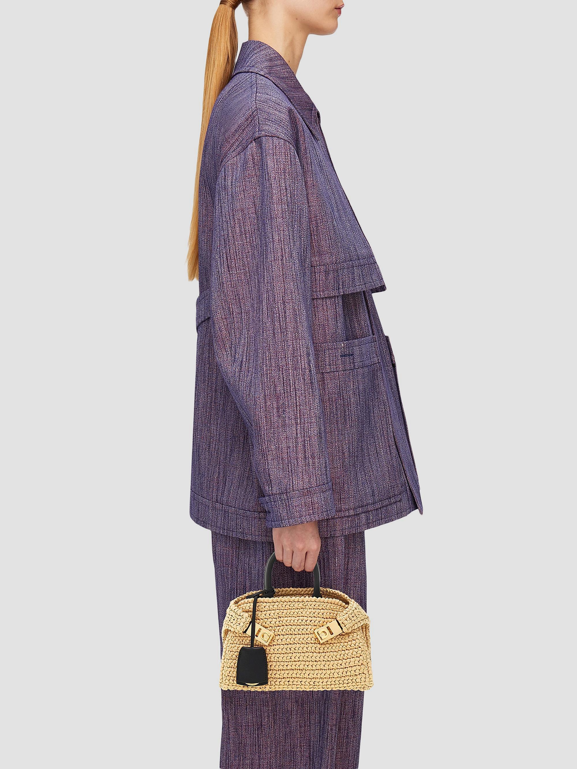 FERRAGAMO Women's Hug Mini Crochet Raffia Top Handle Bag - Cremino | Thumbnail 2