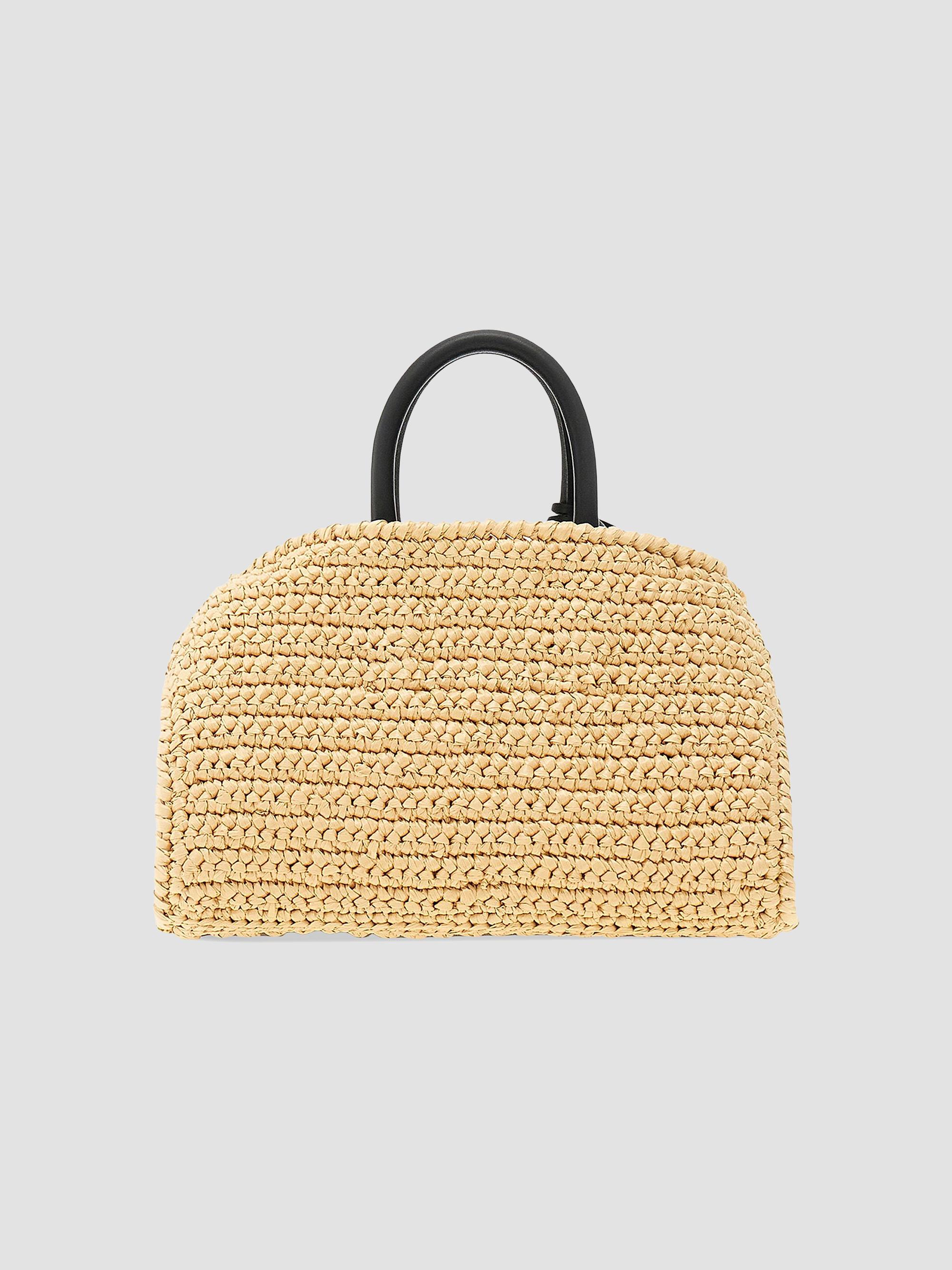 FERRAGAMO Women's Hug Mini Crochet Raffia Top Handle Bag - Cremino | Thumbnail 5