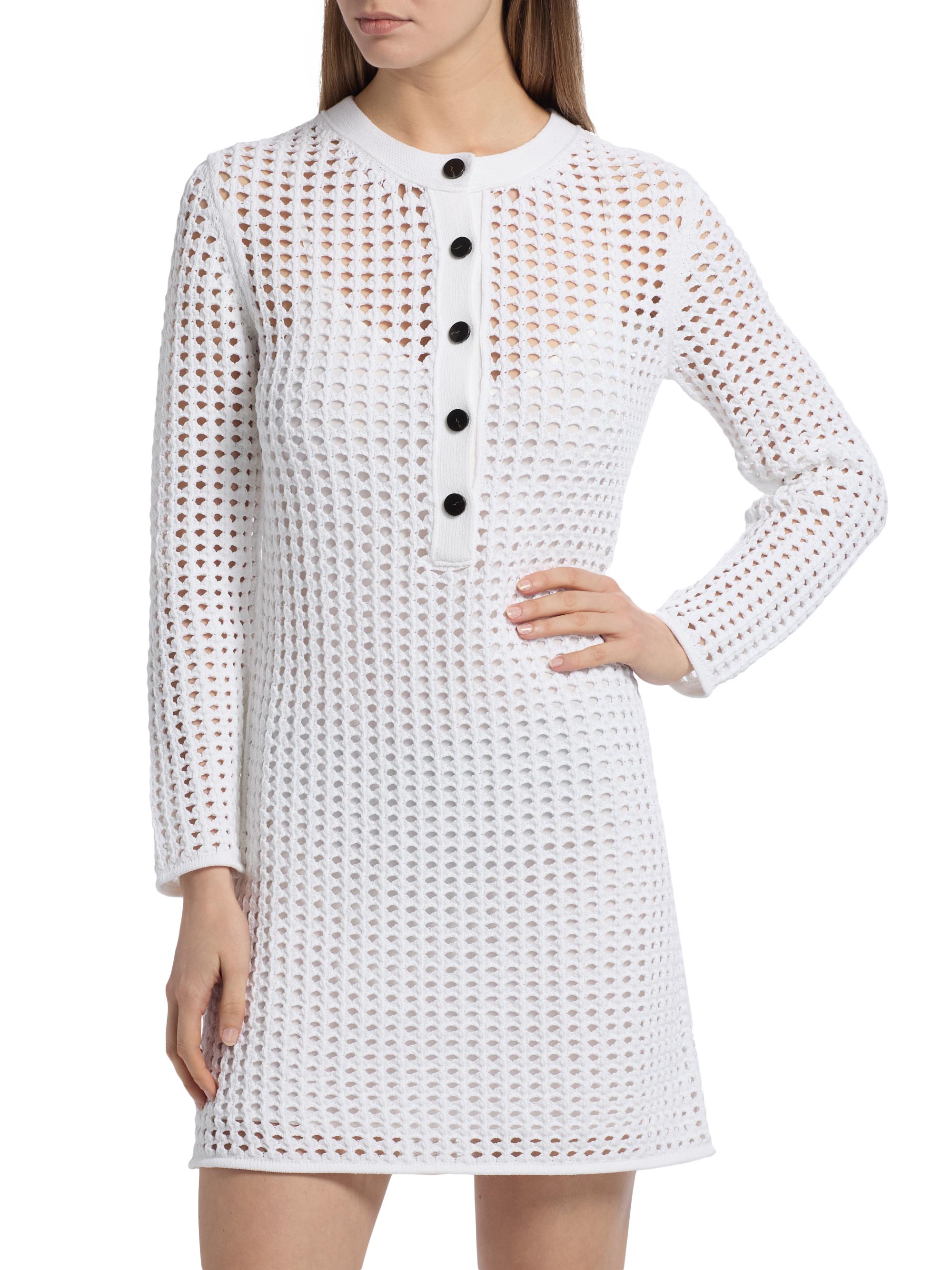 Proenza Schouler Micah Open-Knit Crochet Minidress | Saks Fifth Avenue