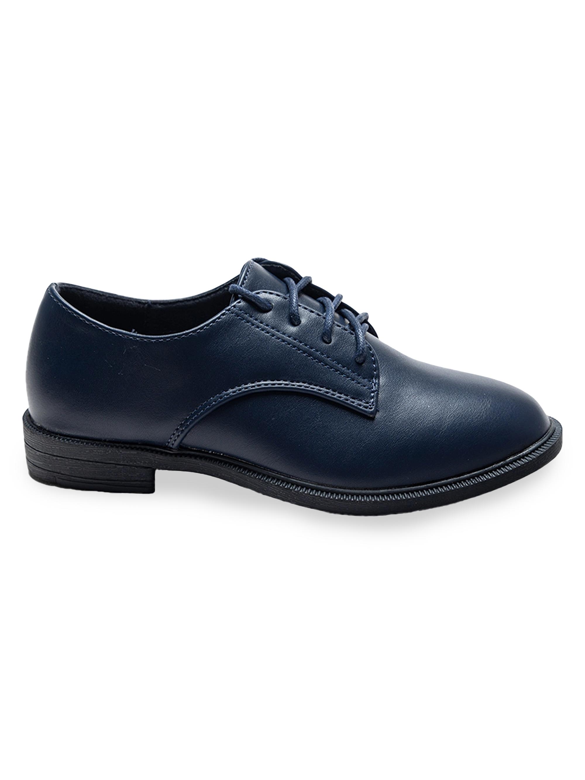 Moustache Derby Faux Leather Dress Shoes - Navy 5 (Child)