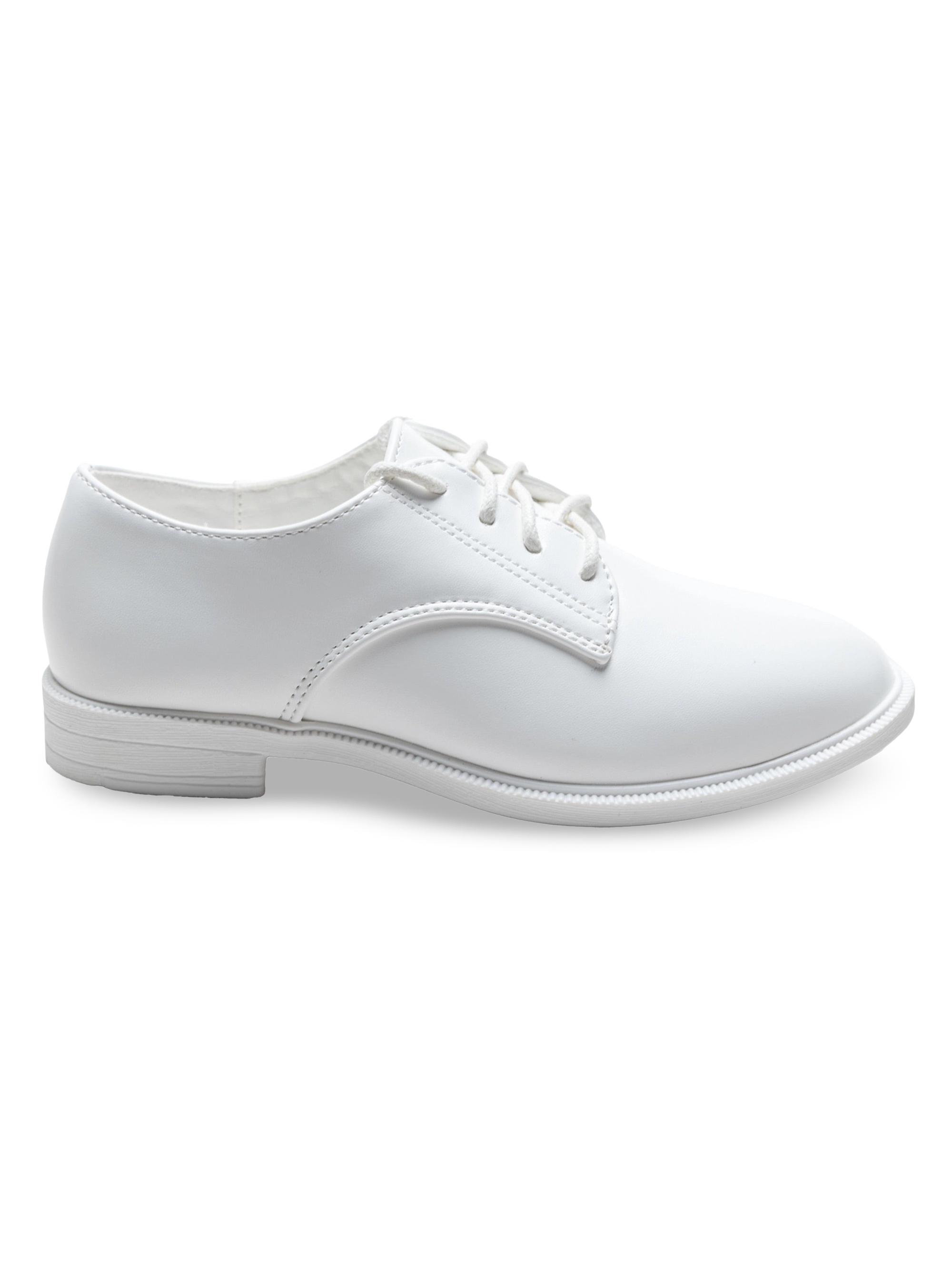 Moustache Derby Faux Leather Dress Shoes - White 5 (Child)
