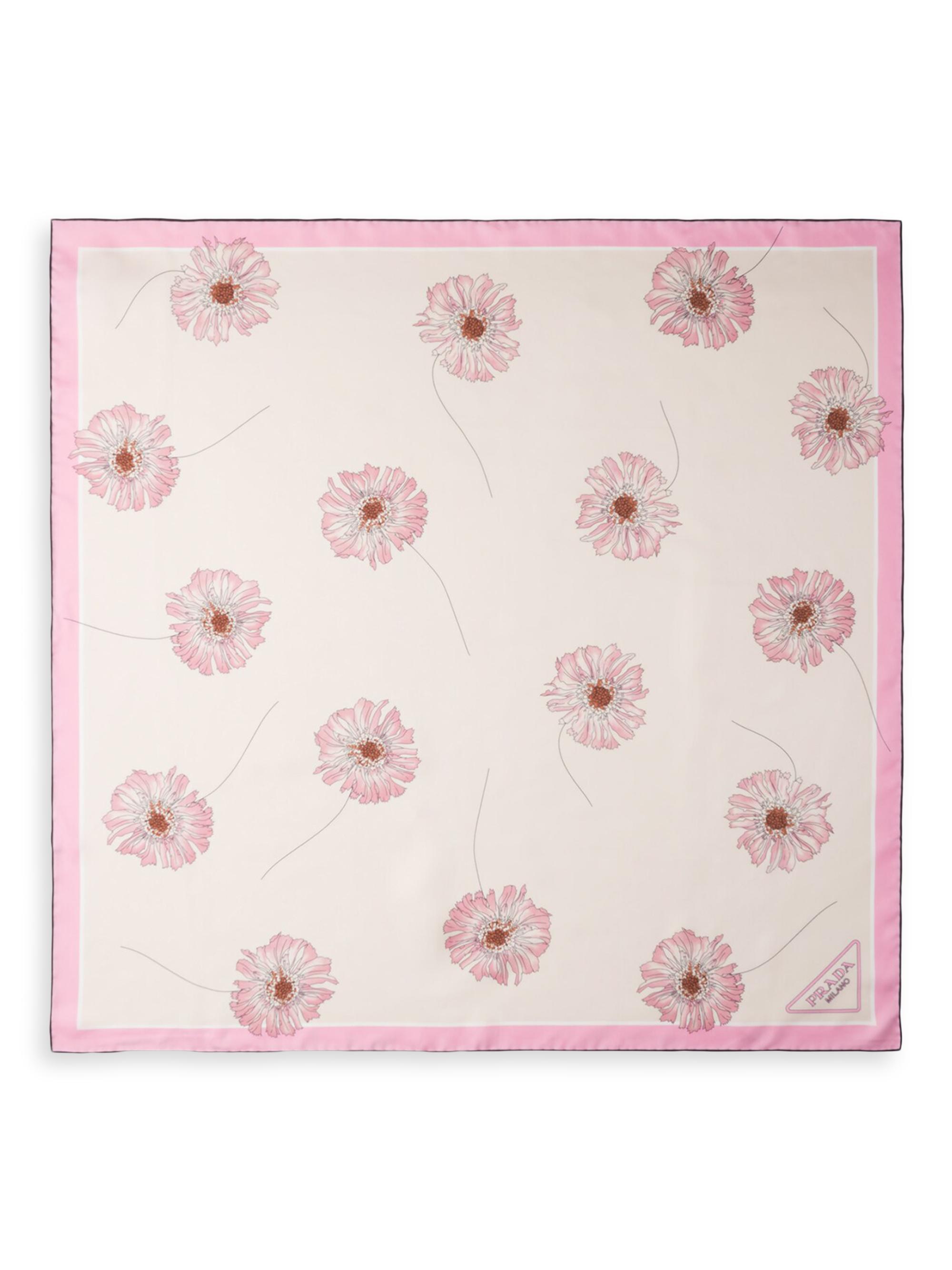Prada Women's Printed Silk Twill Foulard 90CM Square Scarf - Pink