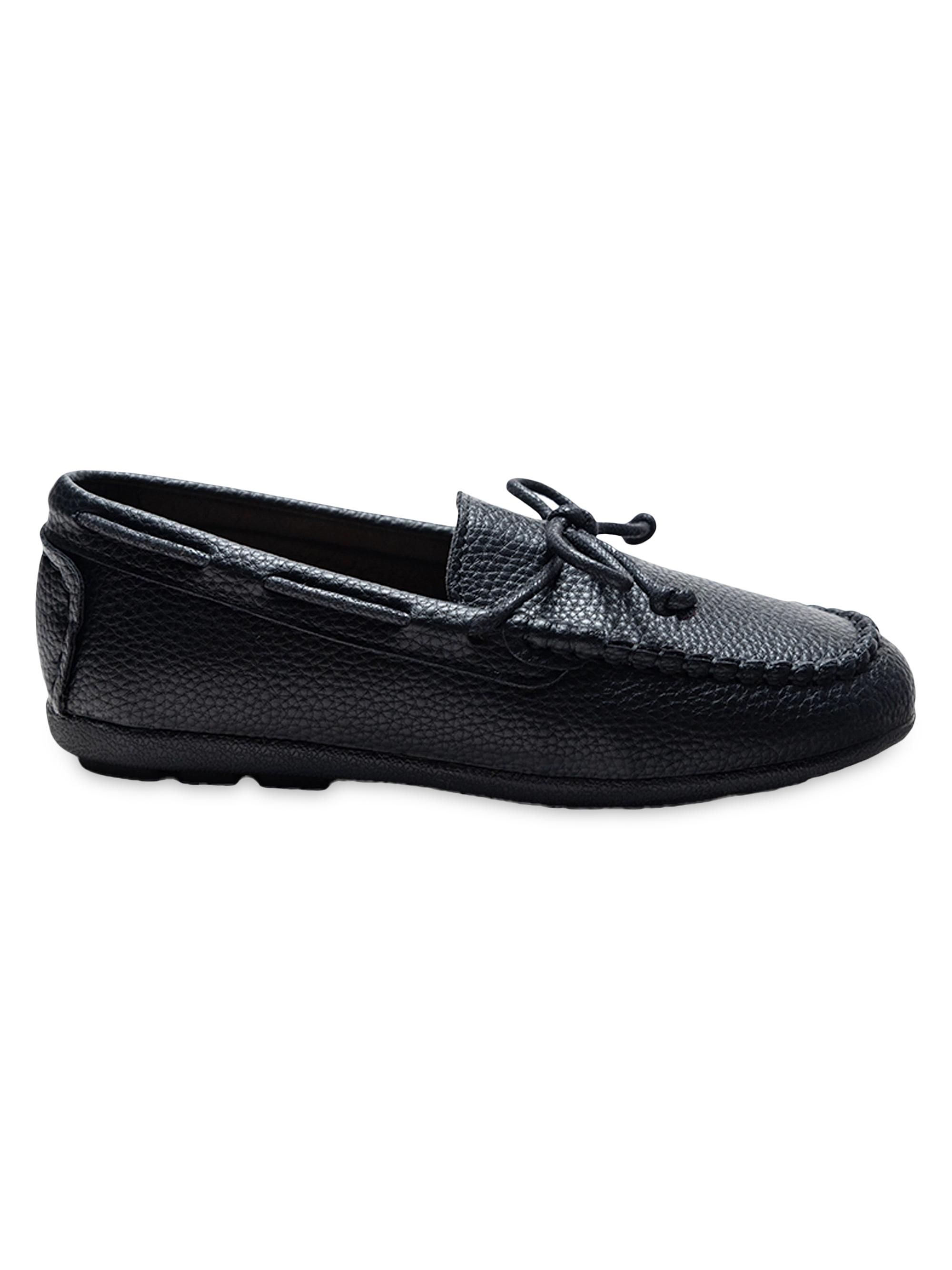 Moustache Leather Moccasin Loafers - Black 2 (Child)