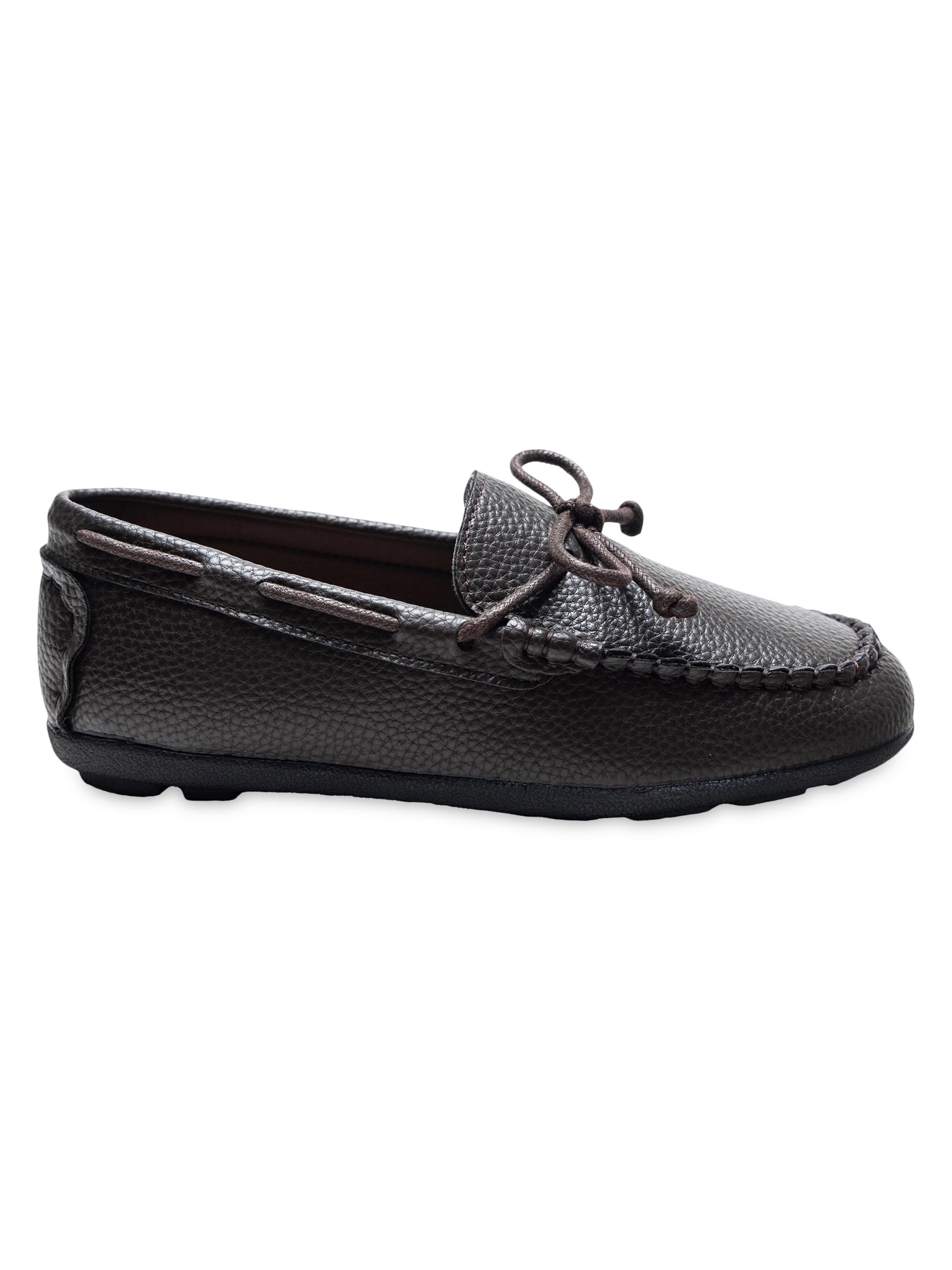 Moustache Leather Moccasin Loafers - Brown 4 (Child)