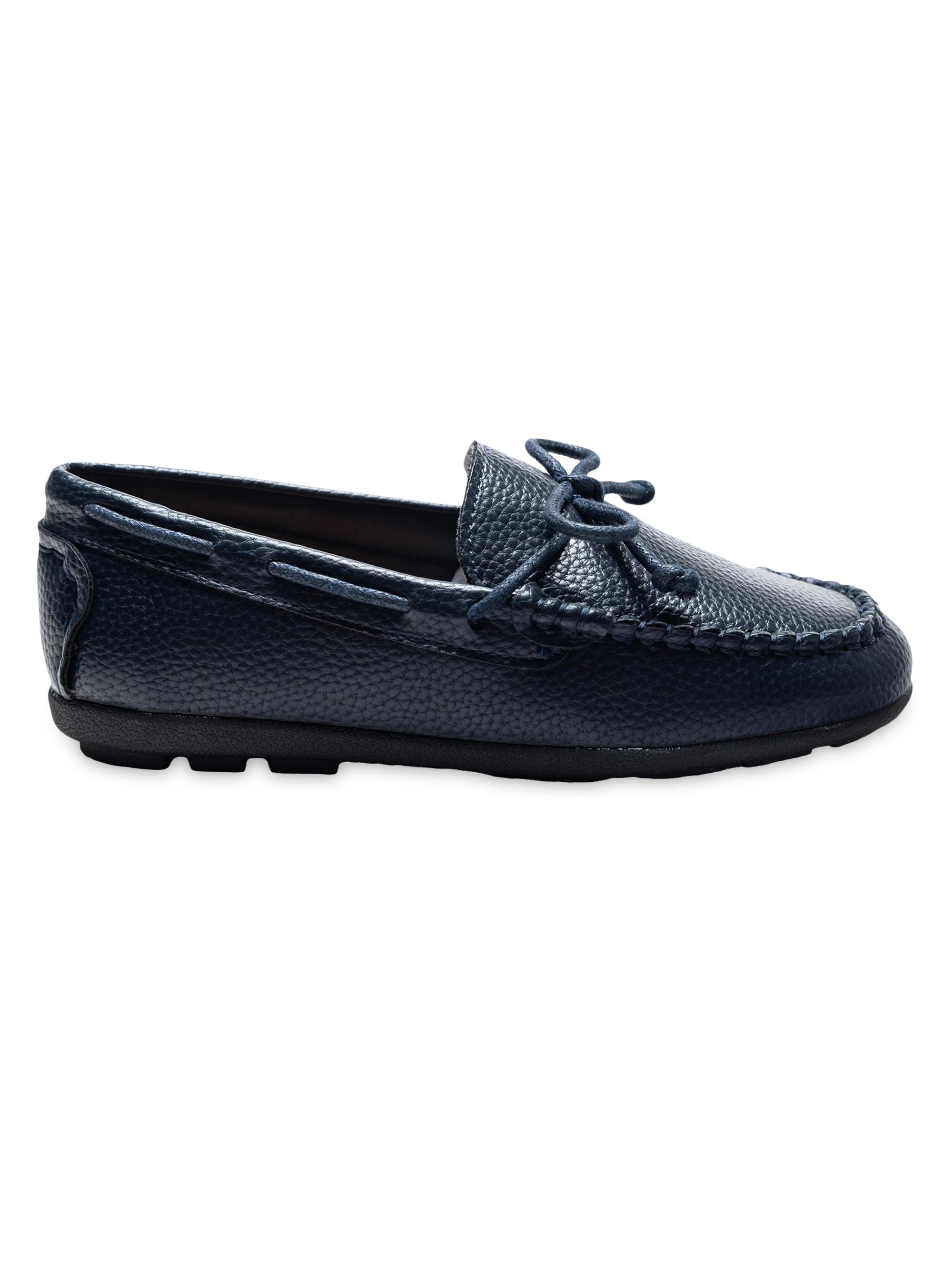Moustache Leather Moccasin Loafers - Navy 4 (Child)