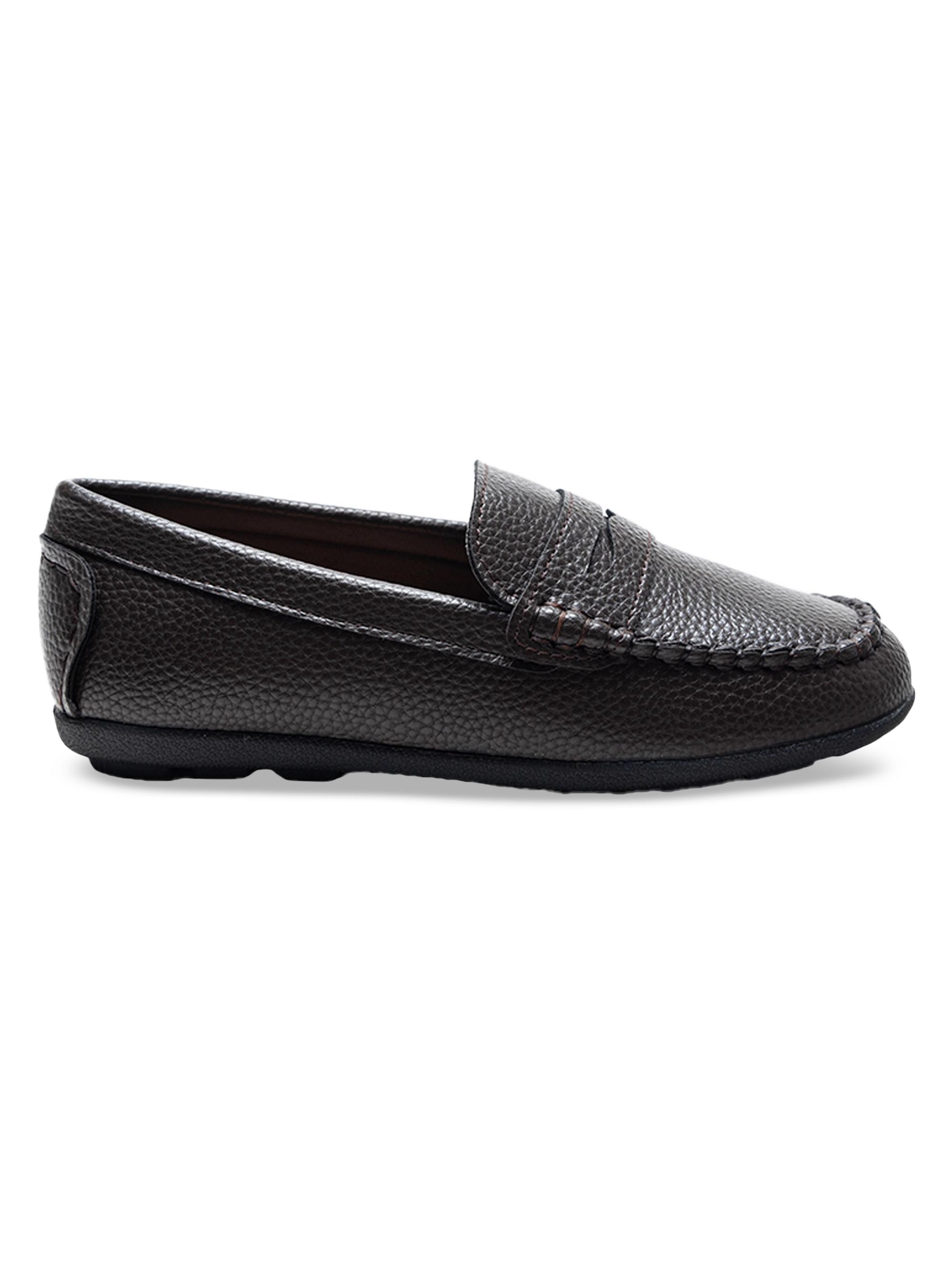 Moustache Faux Leather Penny Loafers - Brown 4 (Child)
