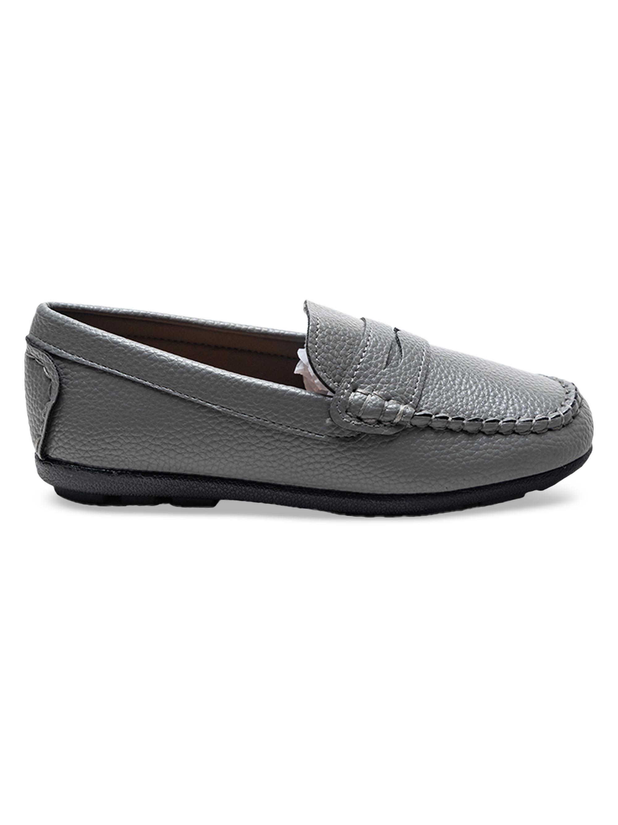 Moustache Faux Leather Penny Loafers - Gray 5 (Child)