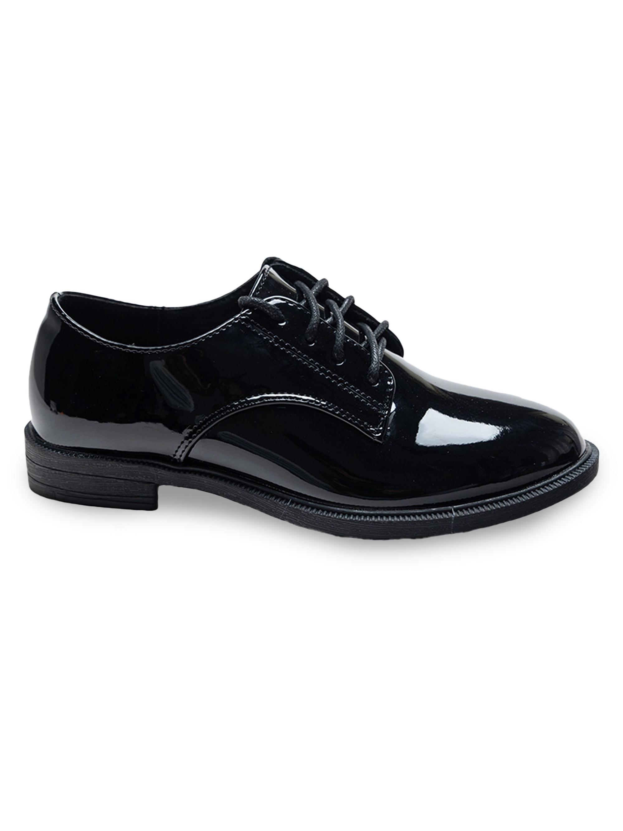 Moustache Patent Oxford Laced Dress Shoes - Black 5 (Child)