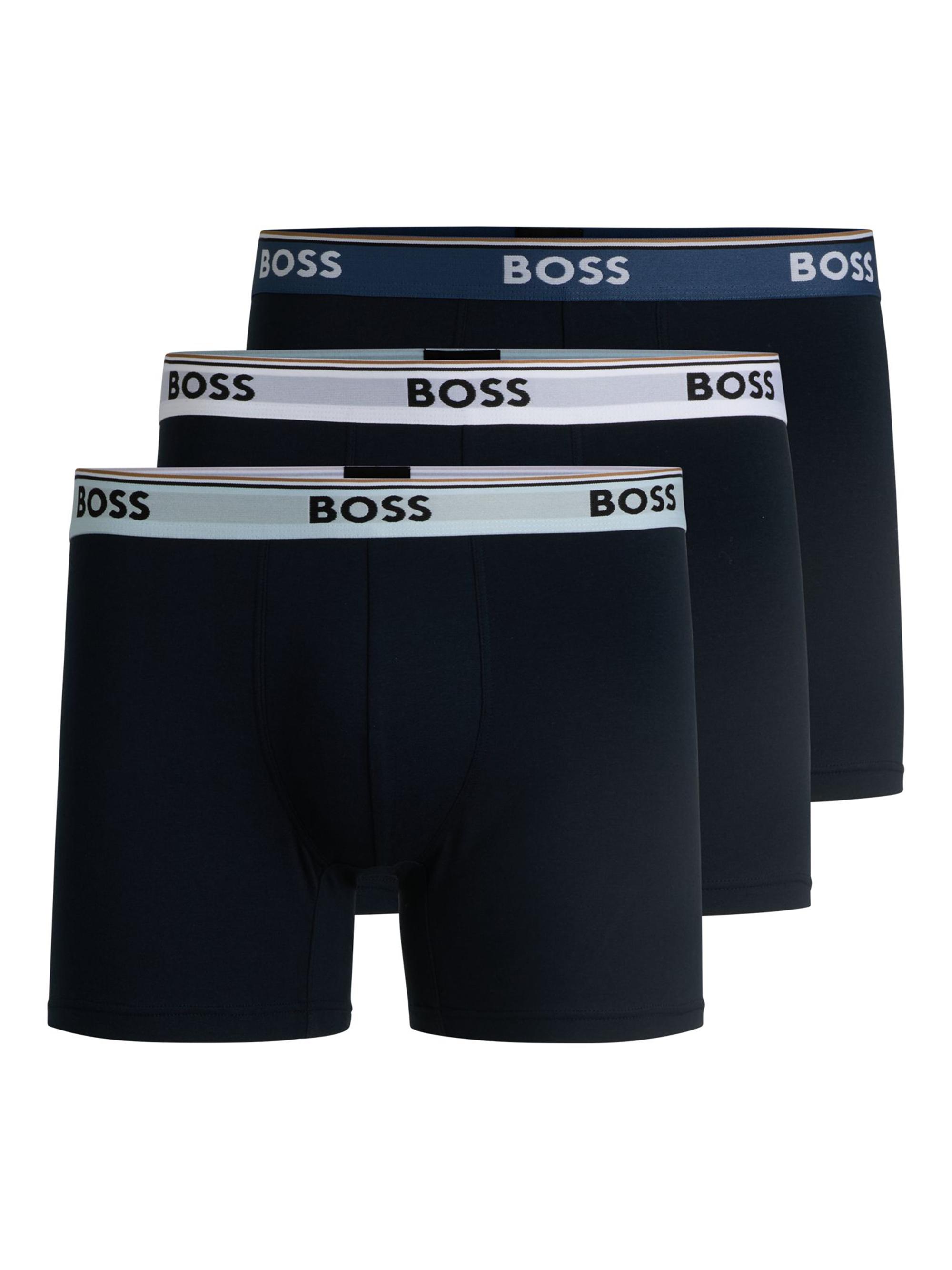 BOSS Men's Three-Pack of Stretch-Cotton Boxer Briefs - Black Multi