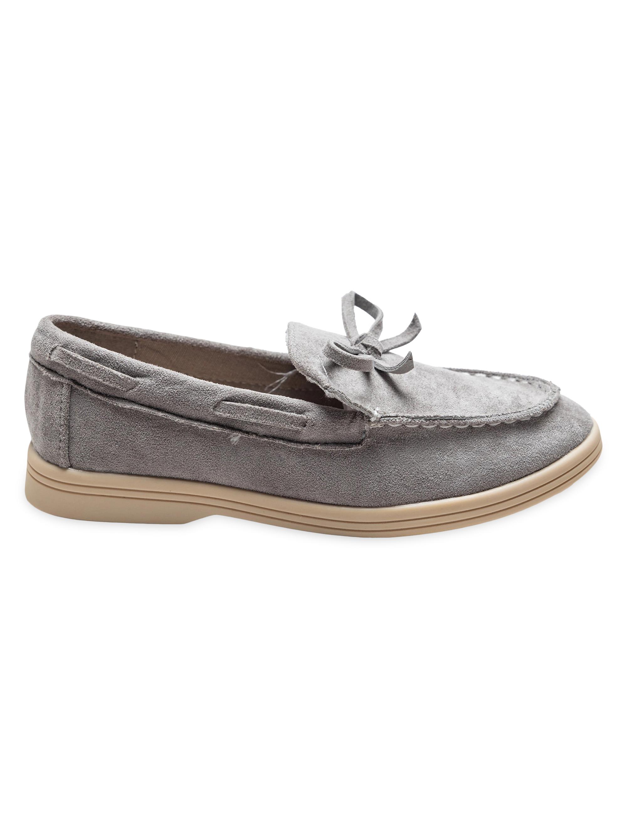 Moustache Suede Moccasin Loafers - Gray 5 (Child)