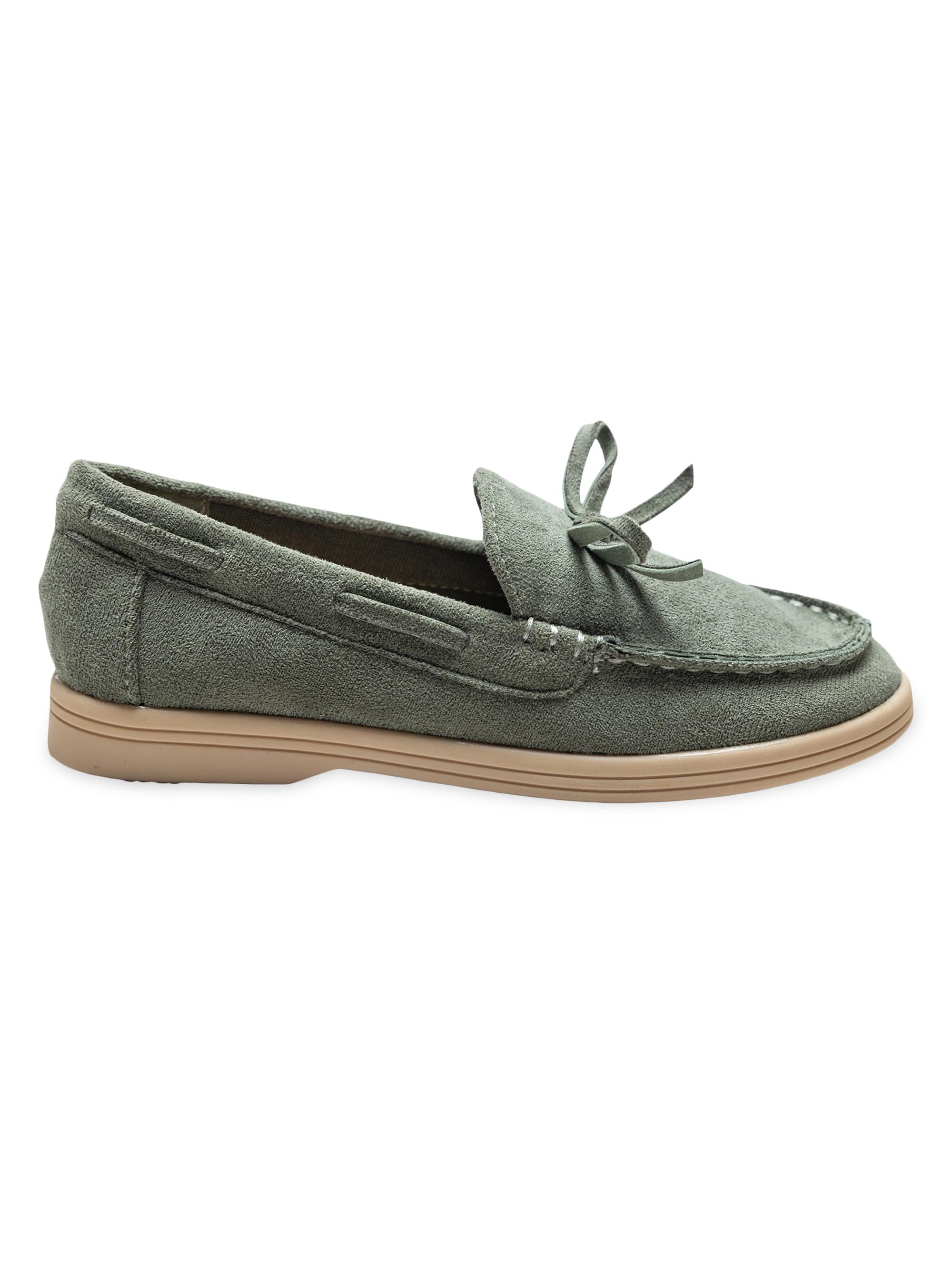 Moustache Suede Moccasin Loafers - Olive Green 5 (Child)