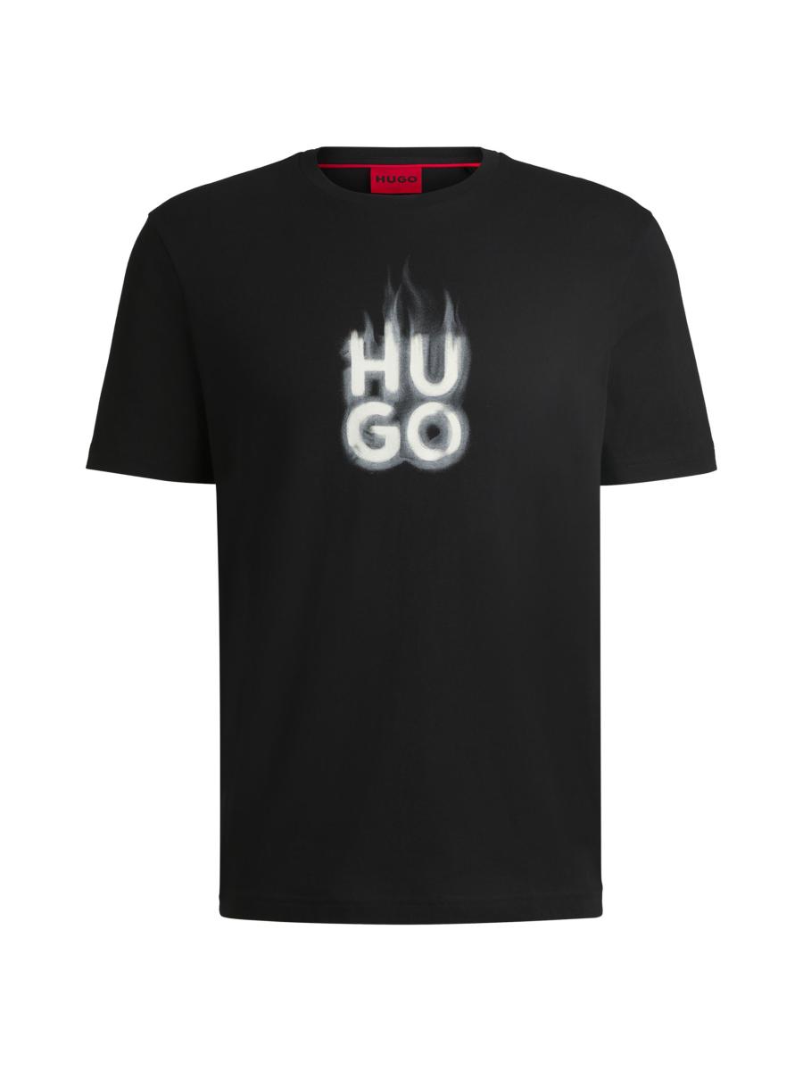 【関税込み】Hugo Tシャツ HUGO Cotton-Jersey T-Shirt with Stacked Smoke Logo | Saks