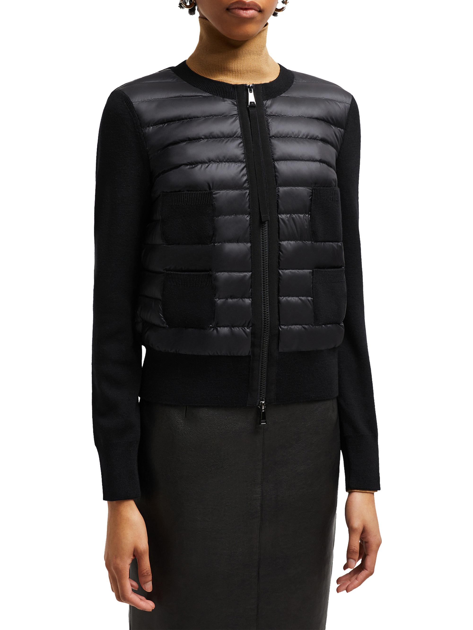 Moncler Padded Down Knit Zip Up Cardigan | Saks Fifth Avenue
